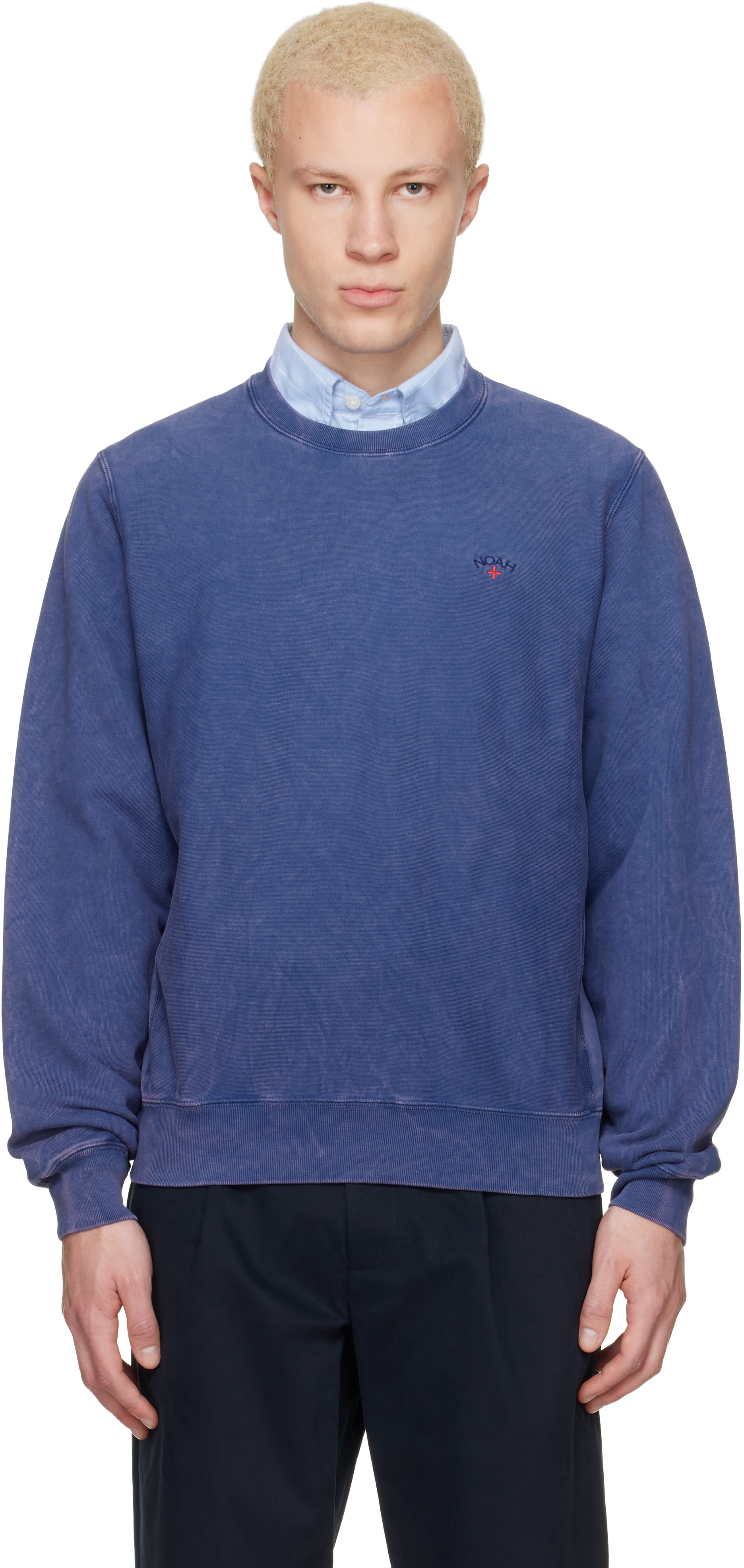 Noah NYC - Pull molletonné bleu à col ras du cou et à coupe classique