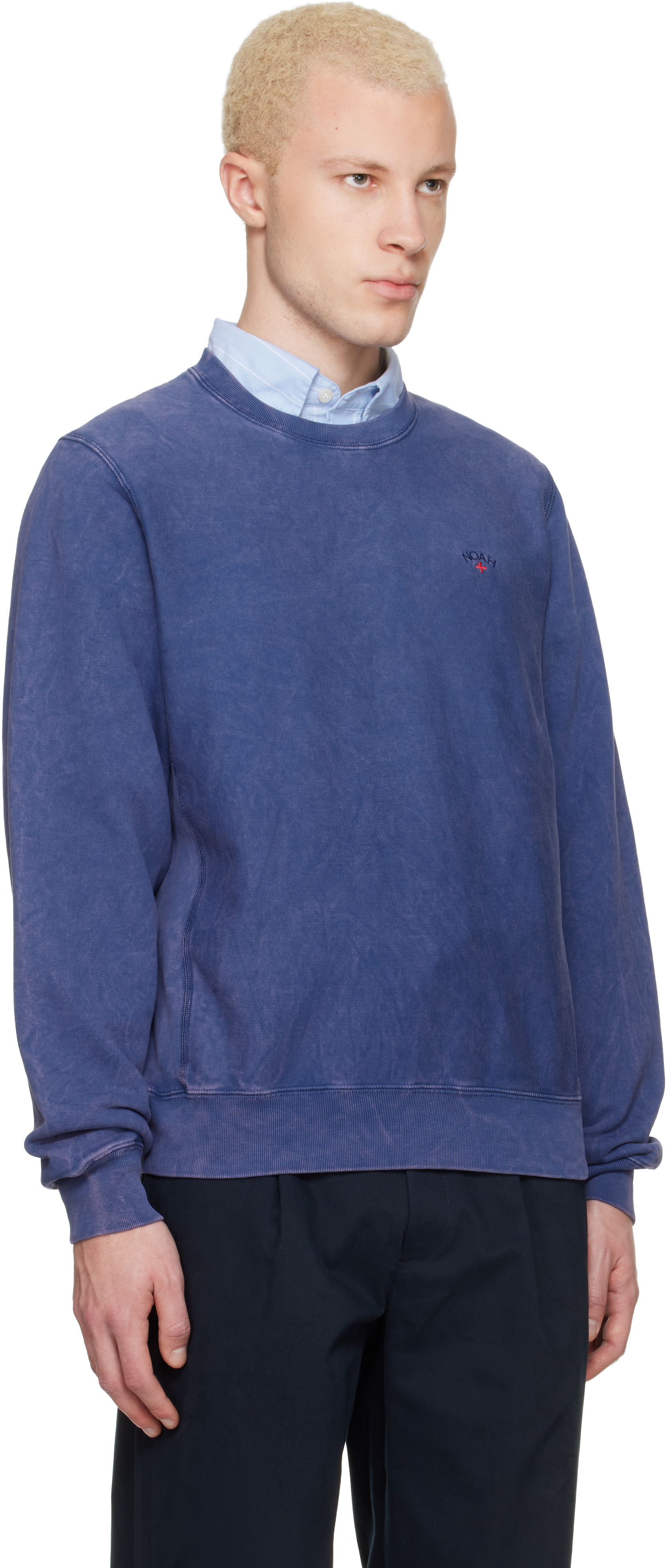 Noah NYC - Pull molletonné bleu à col ras du cou et à coupe classique