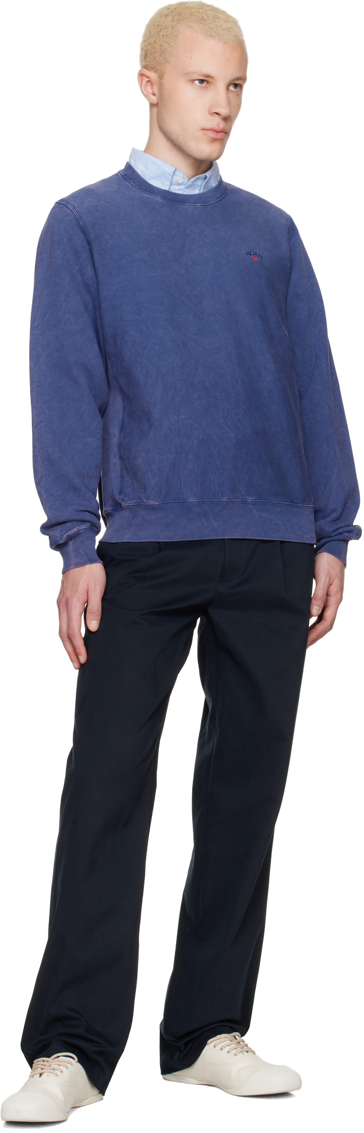 Noah NYC - Pull molletonné bleu à col ras du cou et à coupe classique