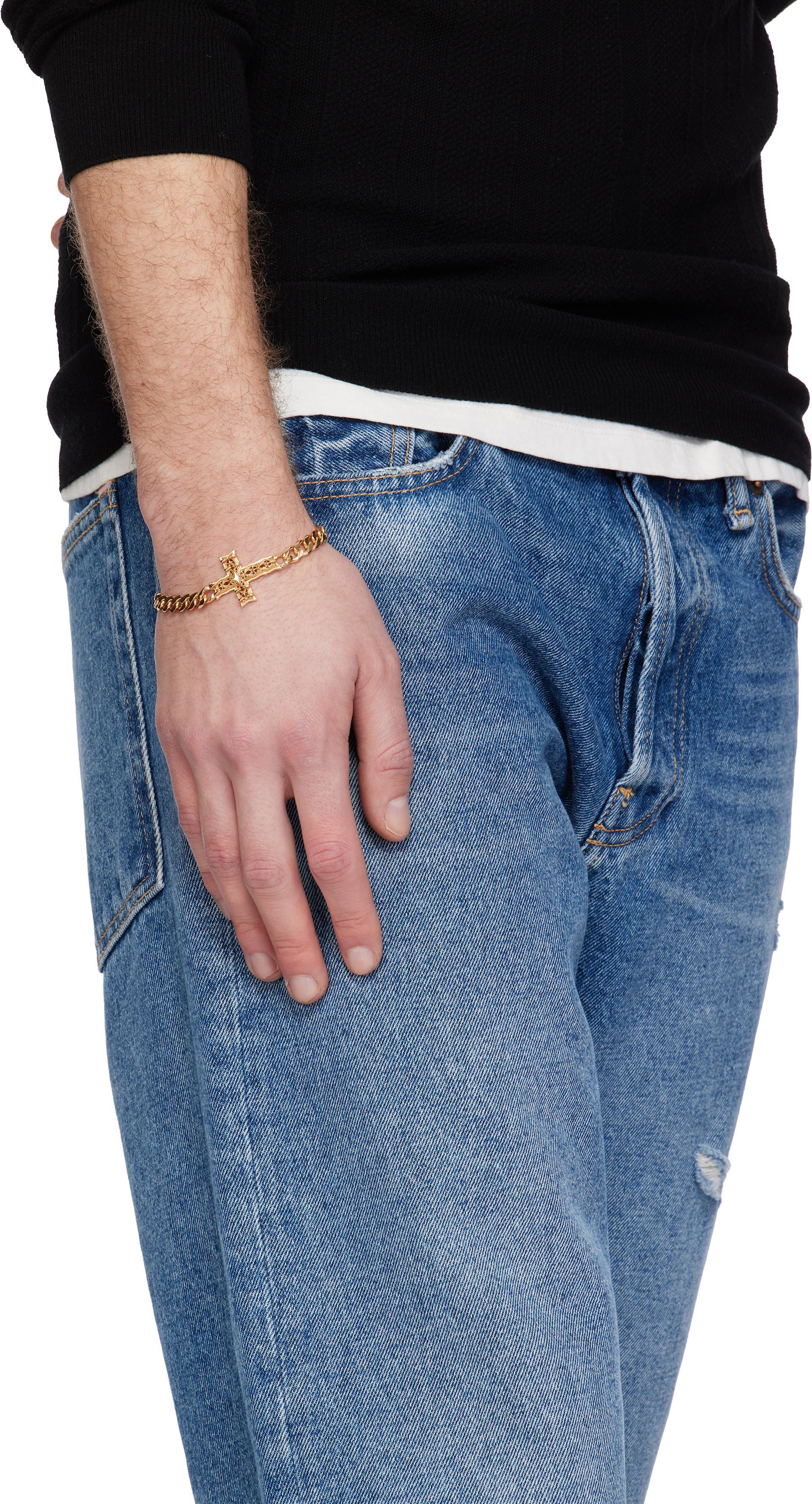 Emanuele Bicocchi: Edge Chain Notre-Dame Cross Bracelet | SSENSE