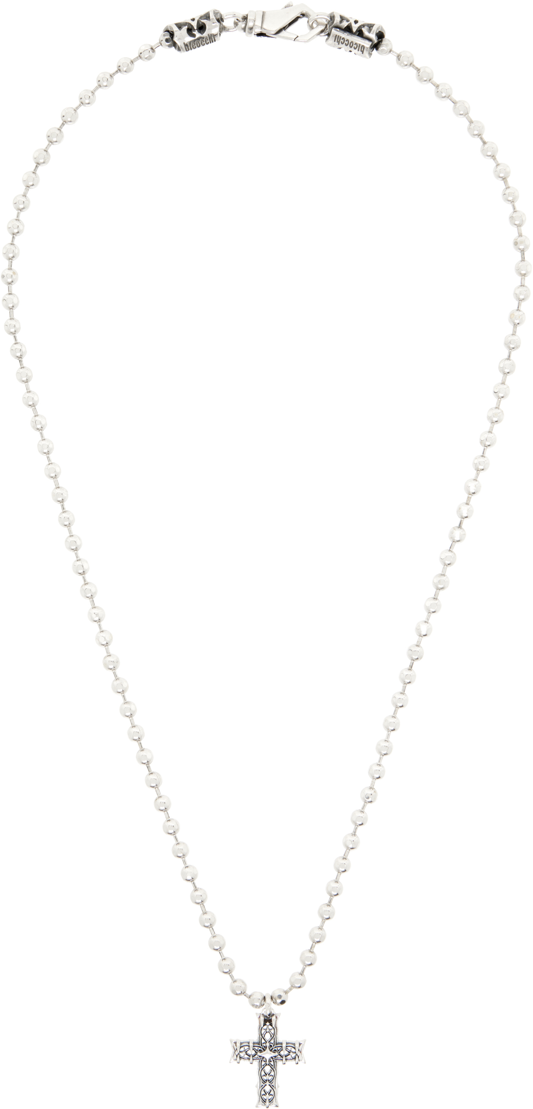 Emanuele Bicocchi 925 シルバー チェーン ネックレス Emanuele Bicocchi: Beaded Chain Notre-Dame クロスネックレス