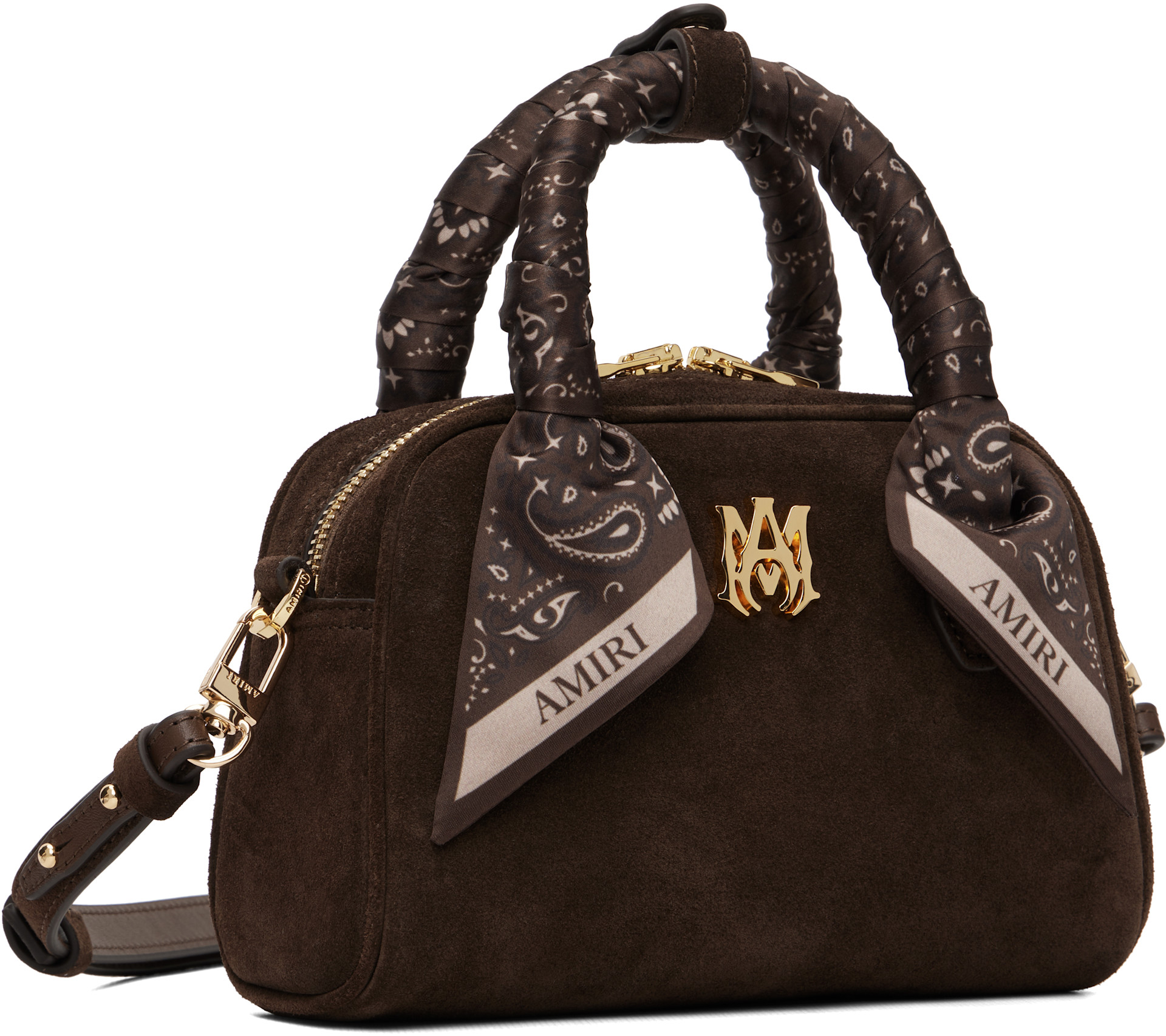 AMIRI - Micro sac de bowling brun à monogramme