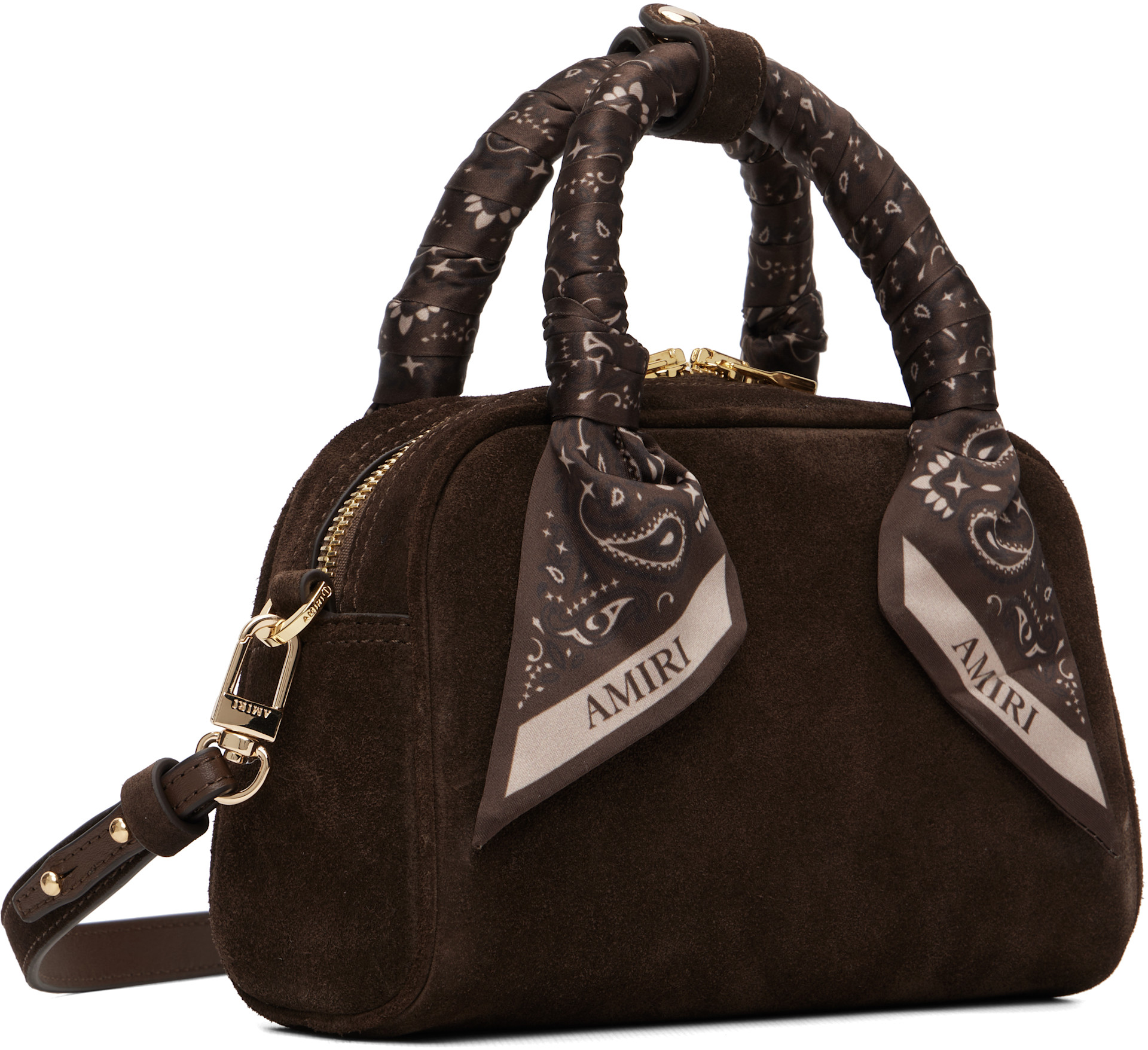 AMIRI - Micro sac de bowling brun à monogramme