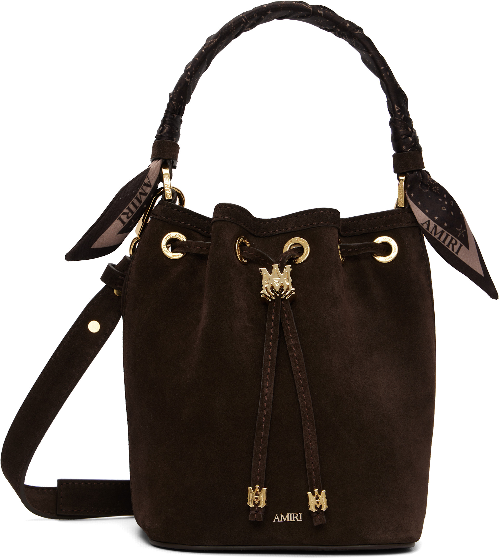 AMIRI - Micro sac seau brun à monogramme