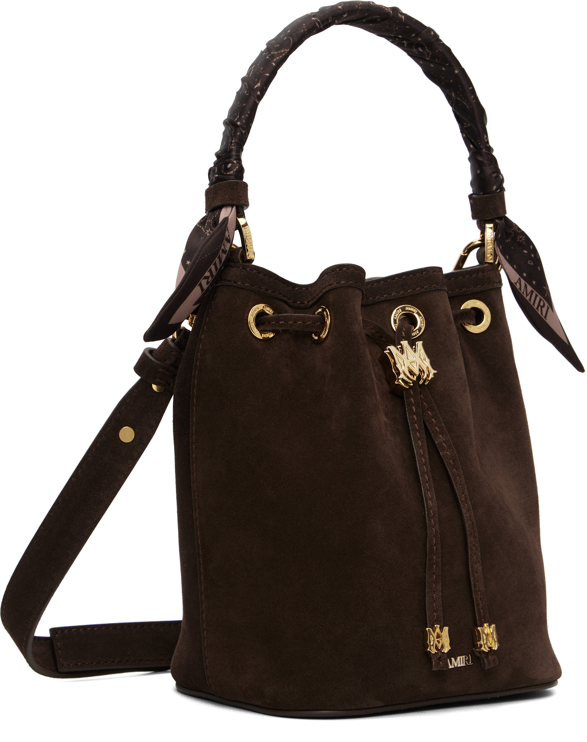 AMIRI - Micro sac seau brun à monogramme
