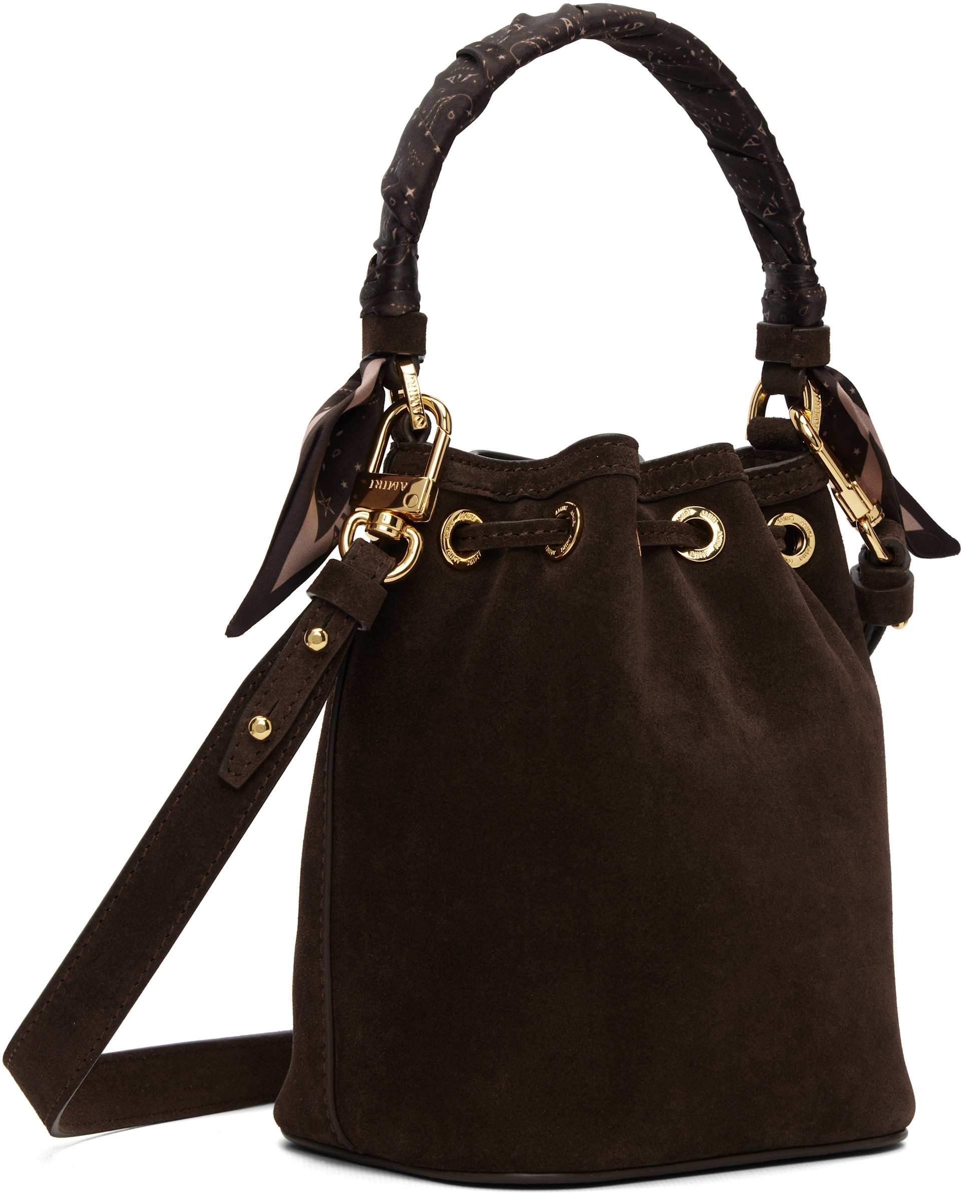 AMIRI - Micro sac seau brun à monogramme