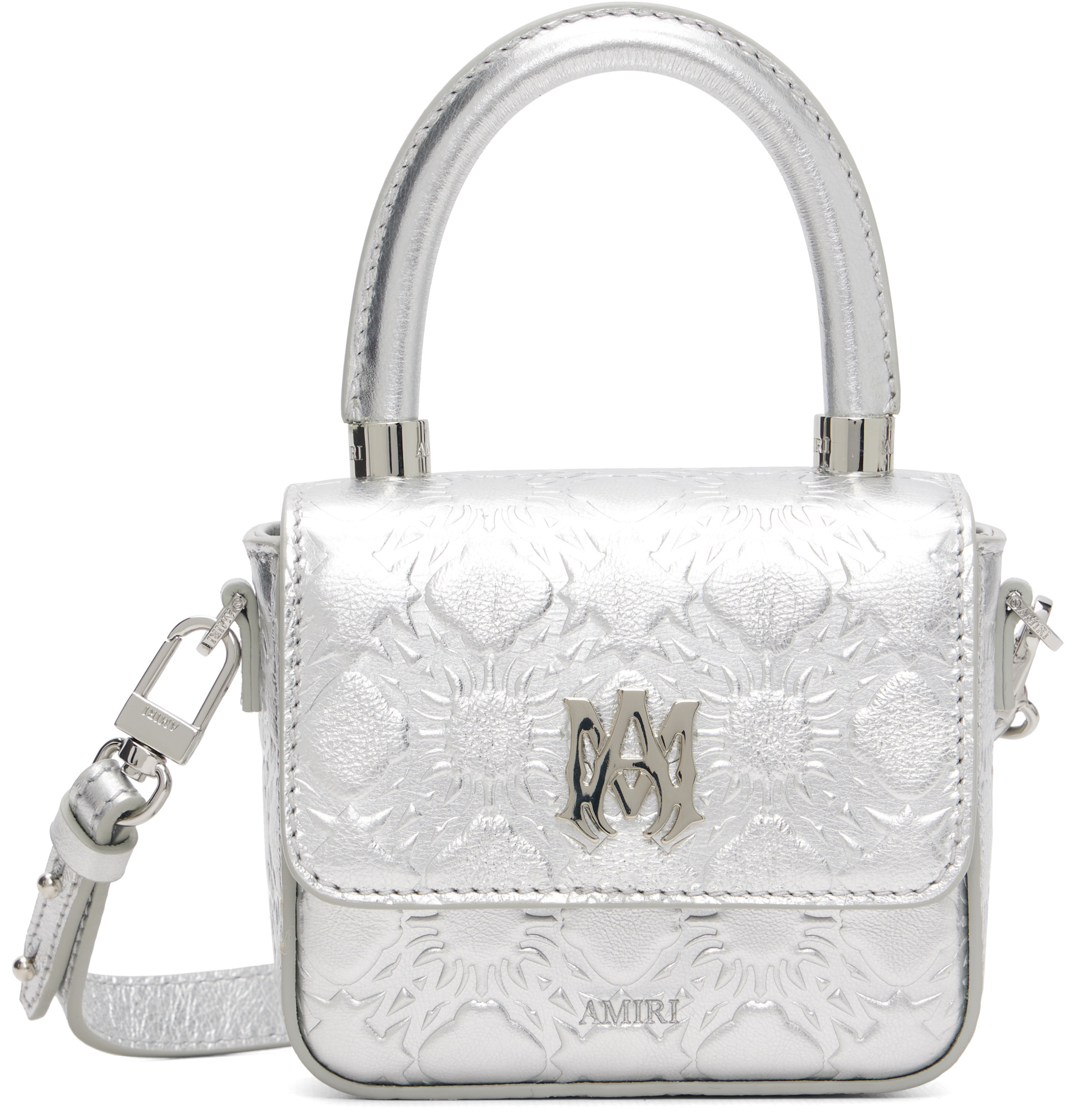 AMIRI - Nano sac argenté à quadrigrammes