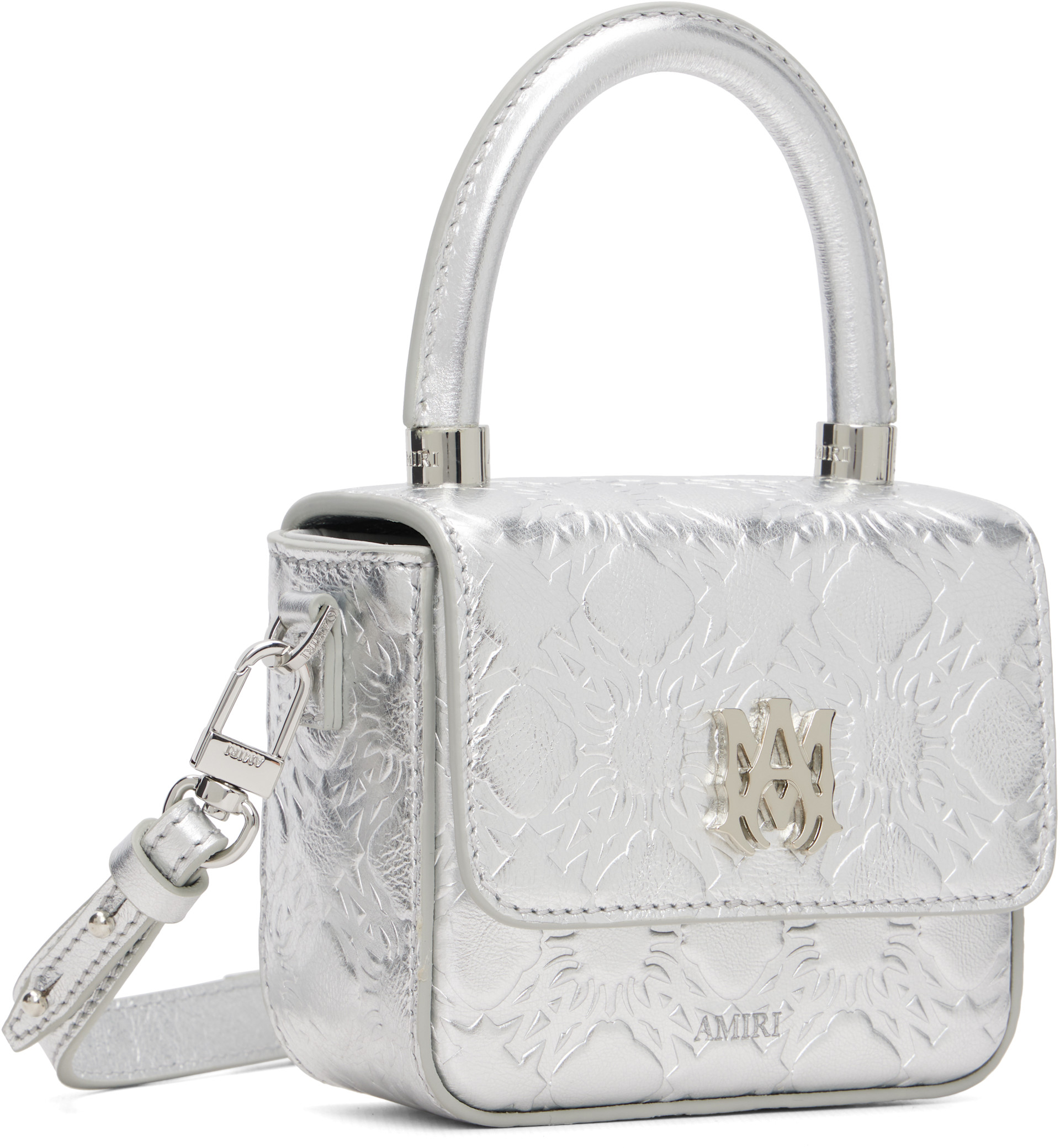 AMIRI - Nano sac argenté à quadrigrammes