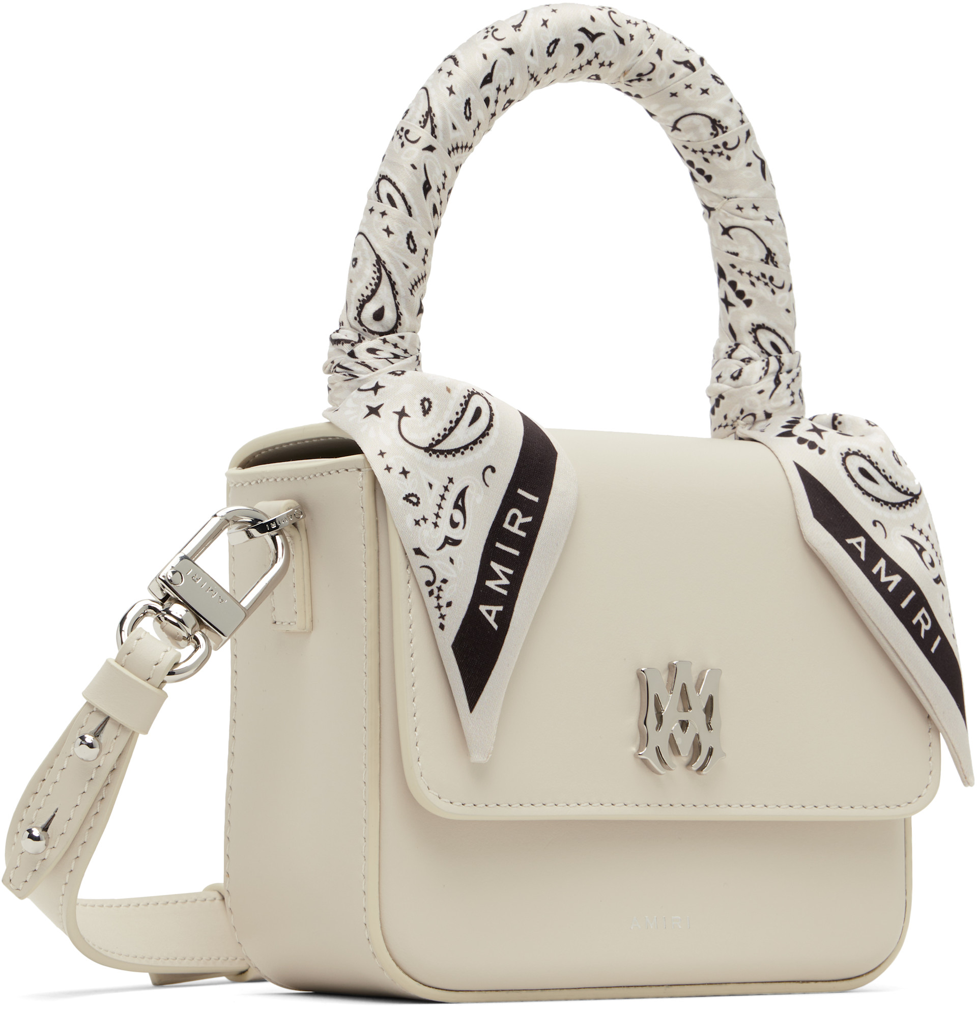AMIRI - Micro sac blanc cassé à monogramme