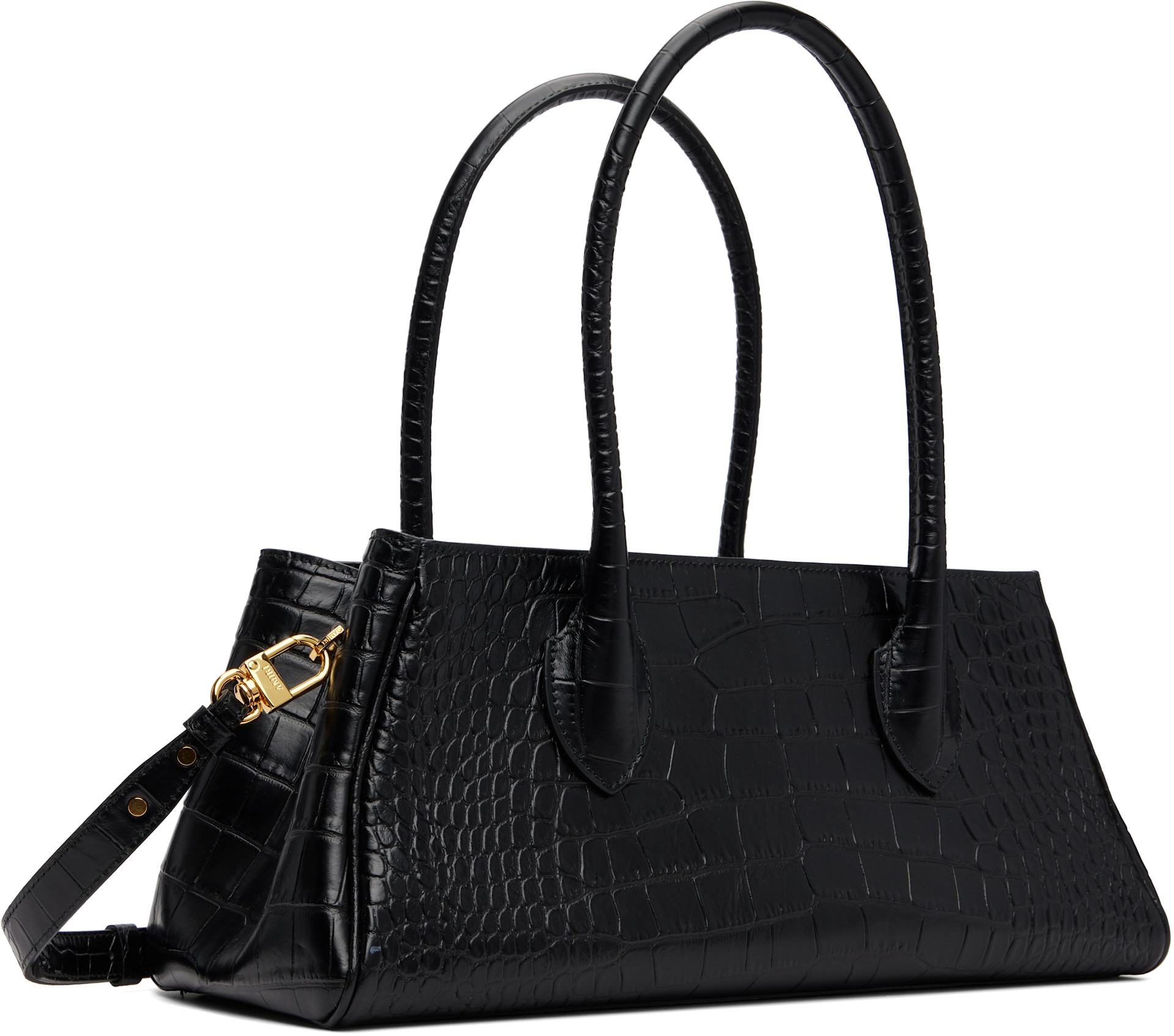 AMIRI: Black Embossed Croc Honey 40 Shoulder Bag | SSENSE