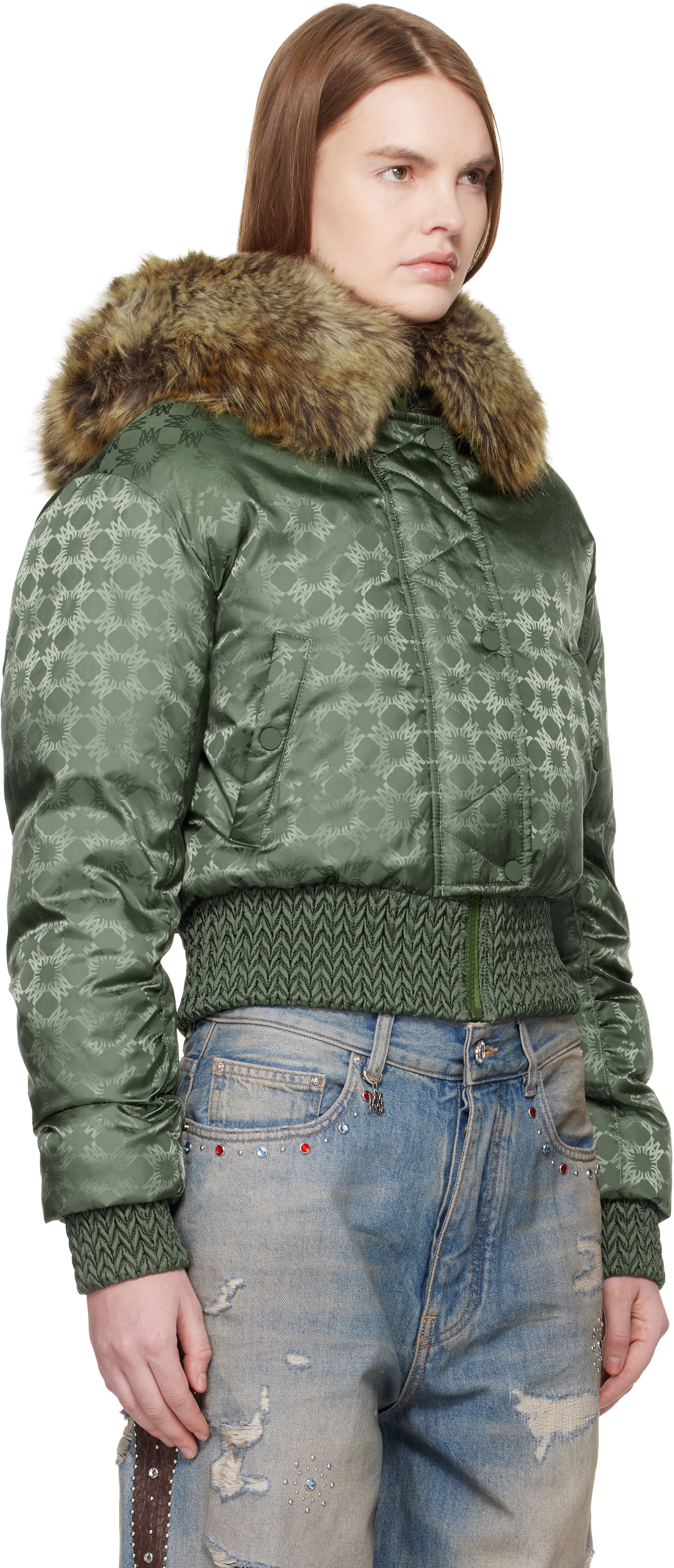 AMIRI - Blouson vert à quadrigrammes et à capuche