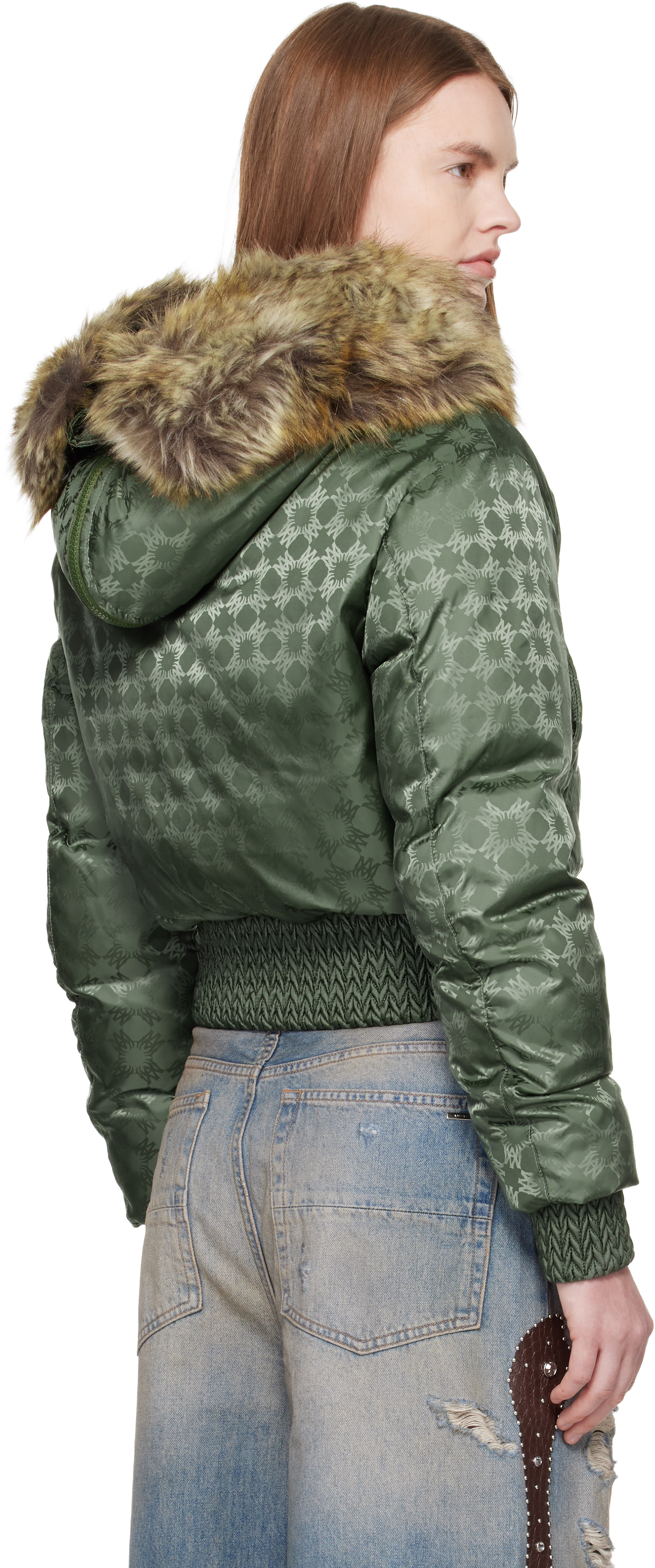 AMIRI - Blouson vert à quadrigrammes et à capuche