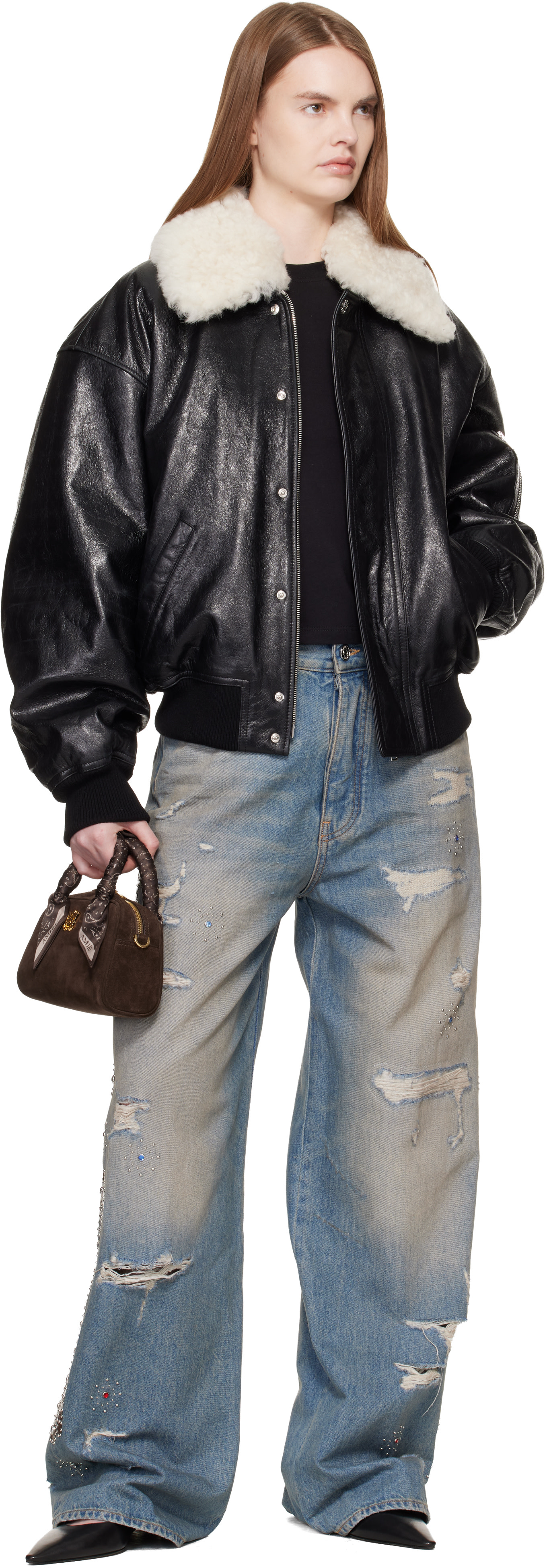 AMIRI ムートンライダース　XS 楽天市場】【中古】アミリ AMIRI ムートンレザー ライダースジャケット