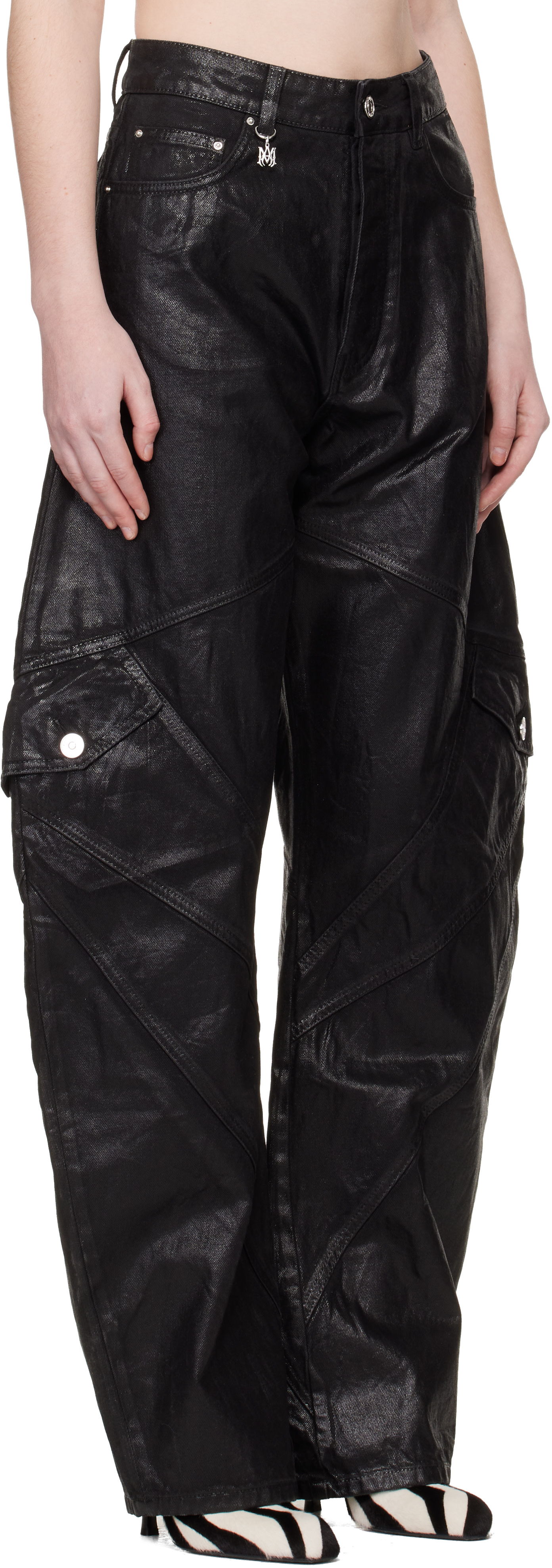 AMIRI: Black Waxed Paneled Jeans | SSENSE