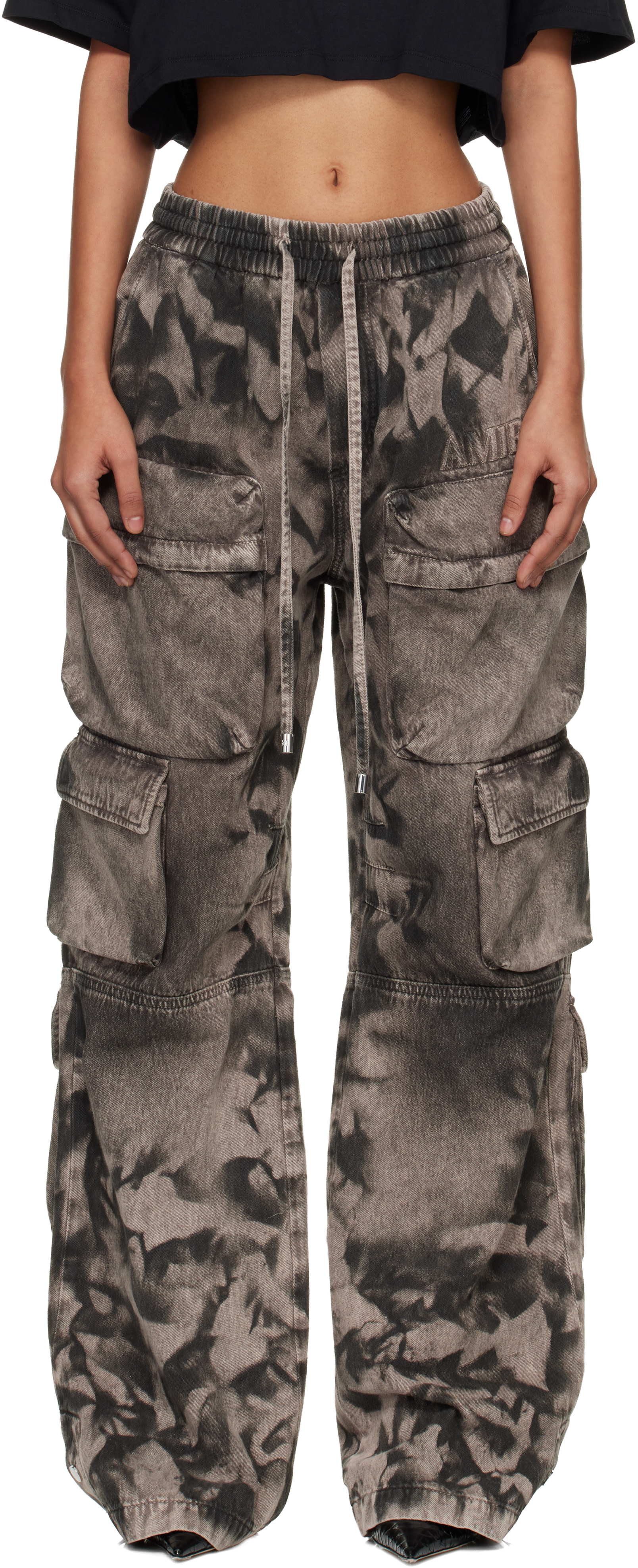 AMIRI - Jean cargo gris à effet délavé