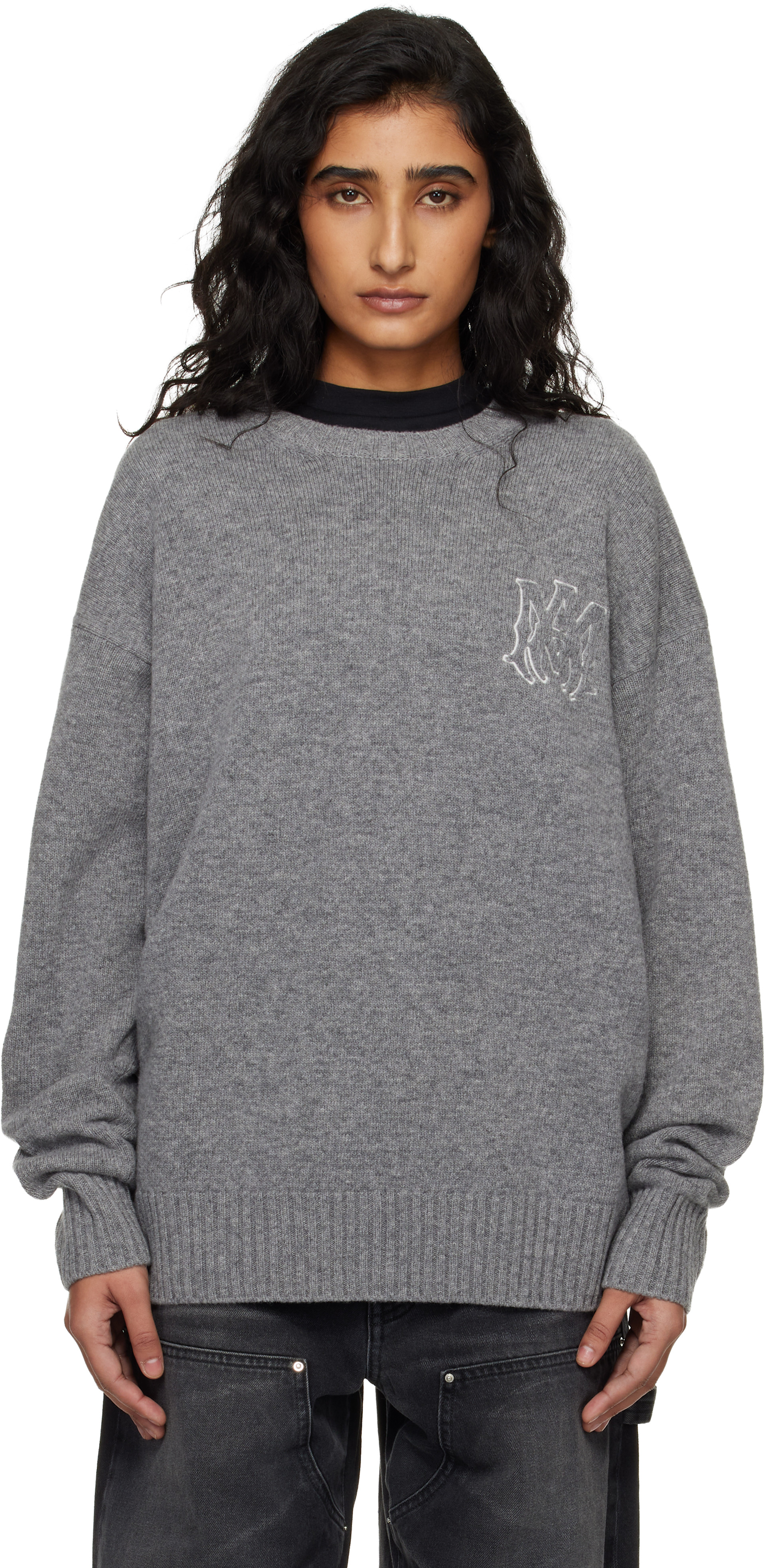 AMIRI - Pull gris à quadrigramme