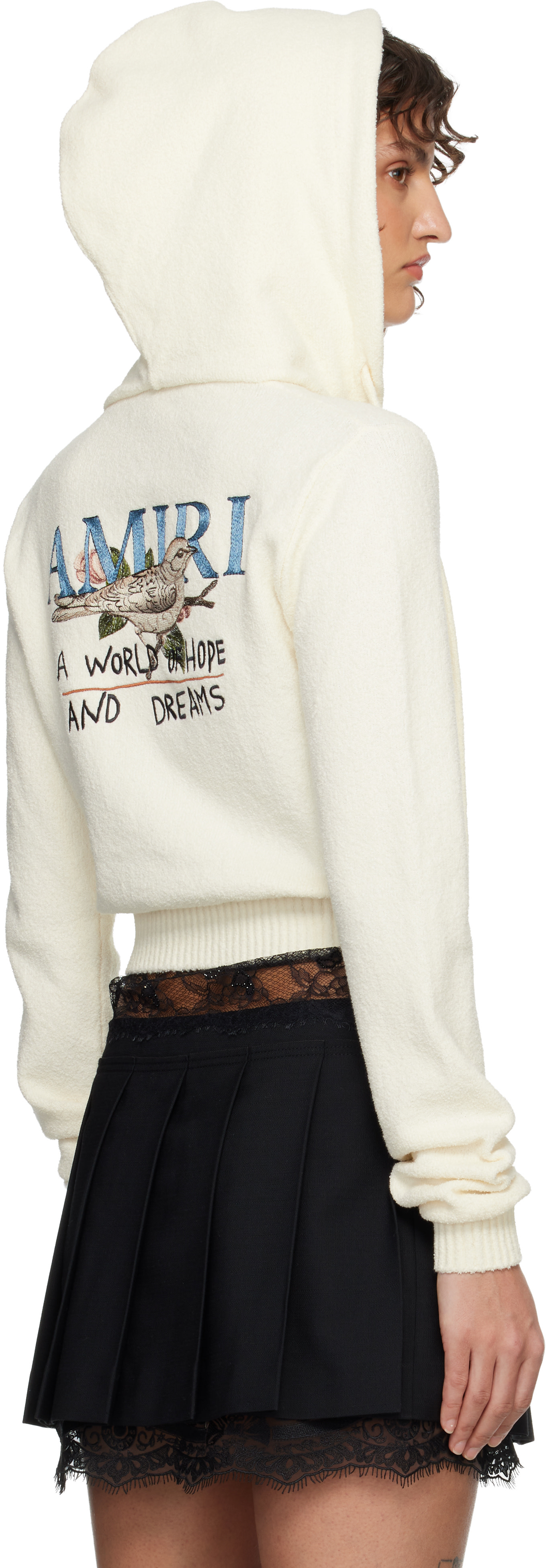 AMIRI - Pull à capuche 'Hope And Dreams' blanc cassé