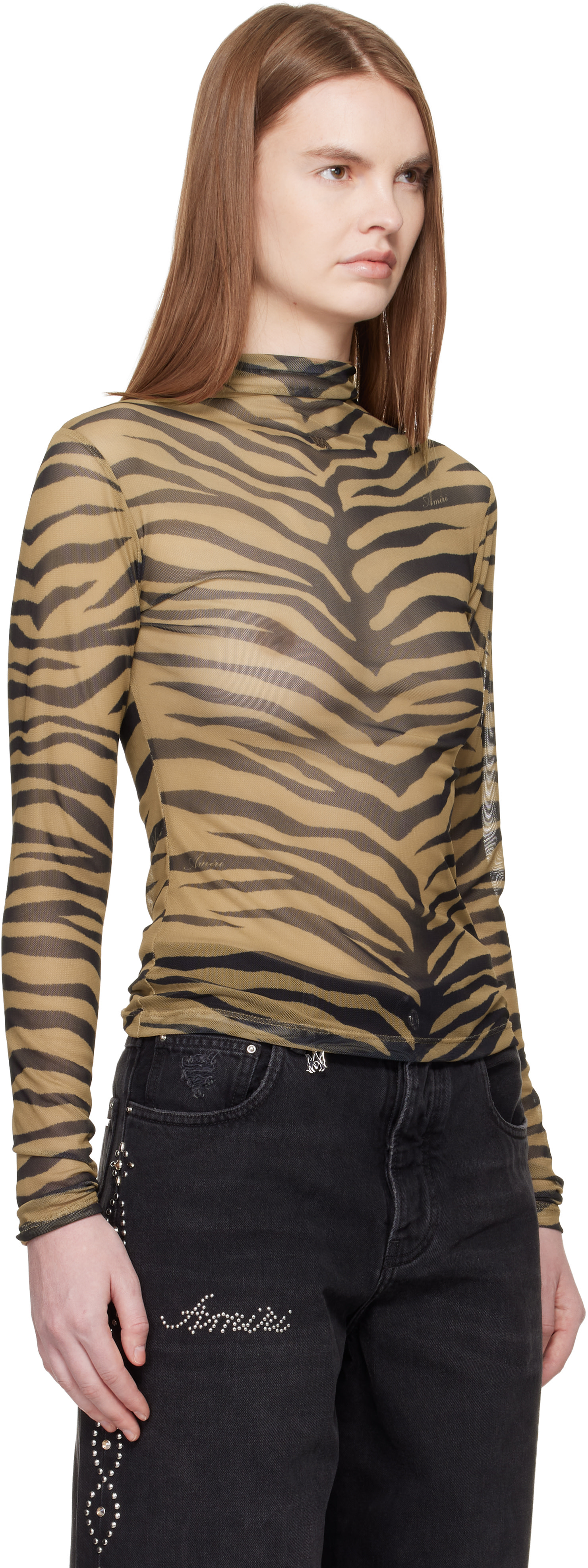 AMIRI - Tan Zebra Long Sleeve T-shirt