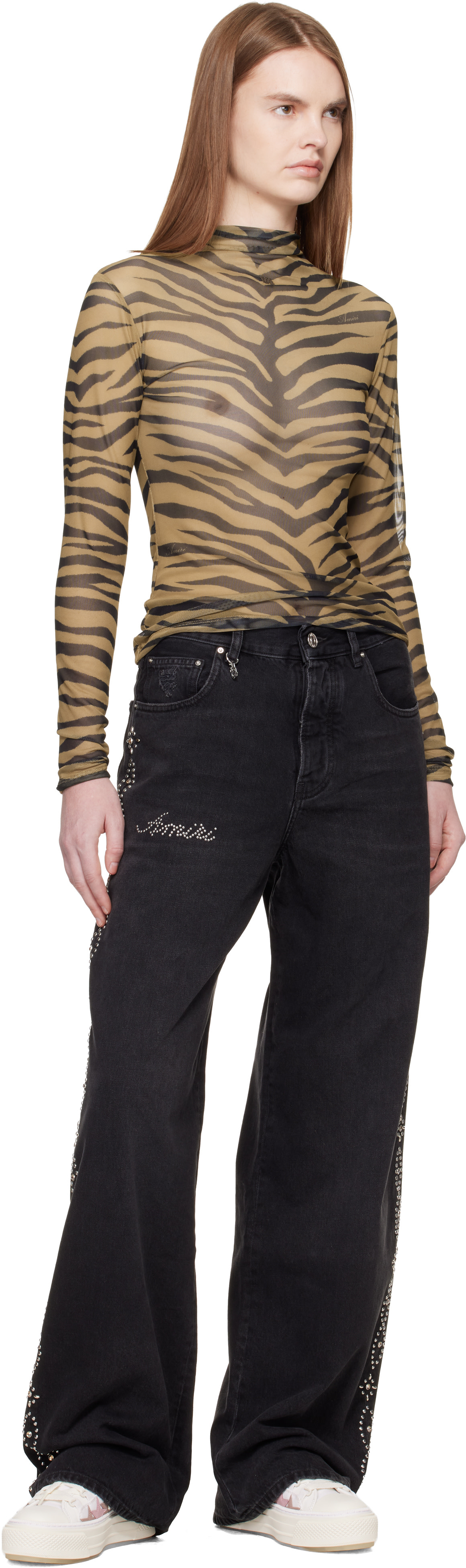 AMIRI - Tan Zebra Long Sleeve T-shirt