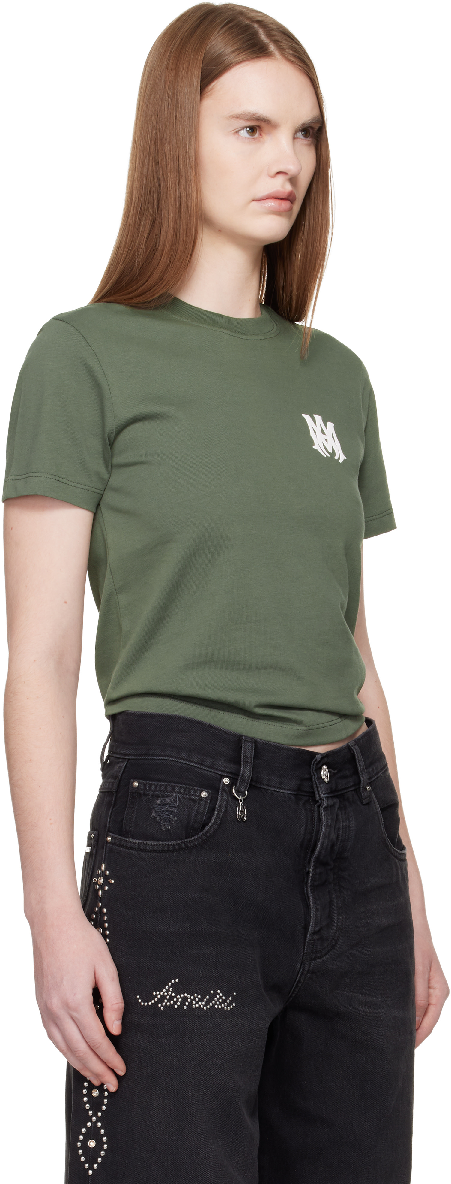 AMIRI: Green MA Core Logo T-shirt | SSENSE