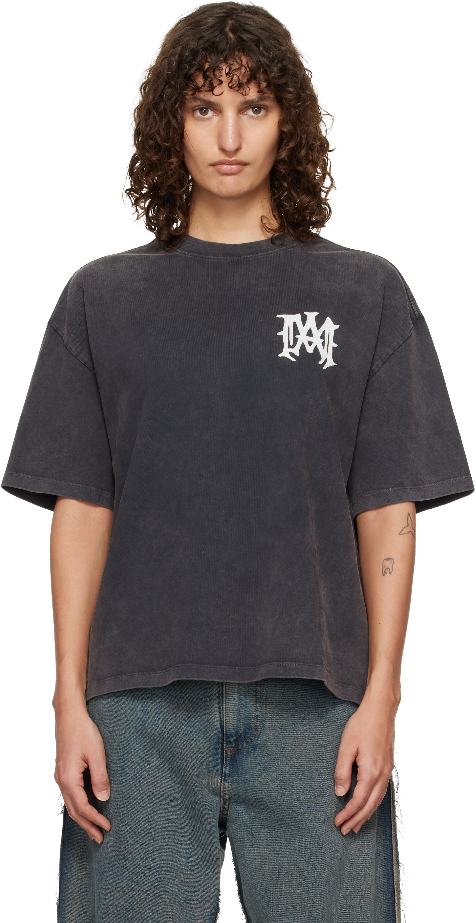 AMIRI ダメージ加工 Tシャツ グレー AMIRI ダメージ加工 Tシャツ グレー 【公式通販】