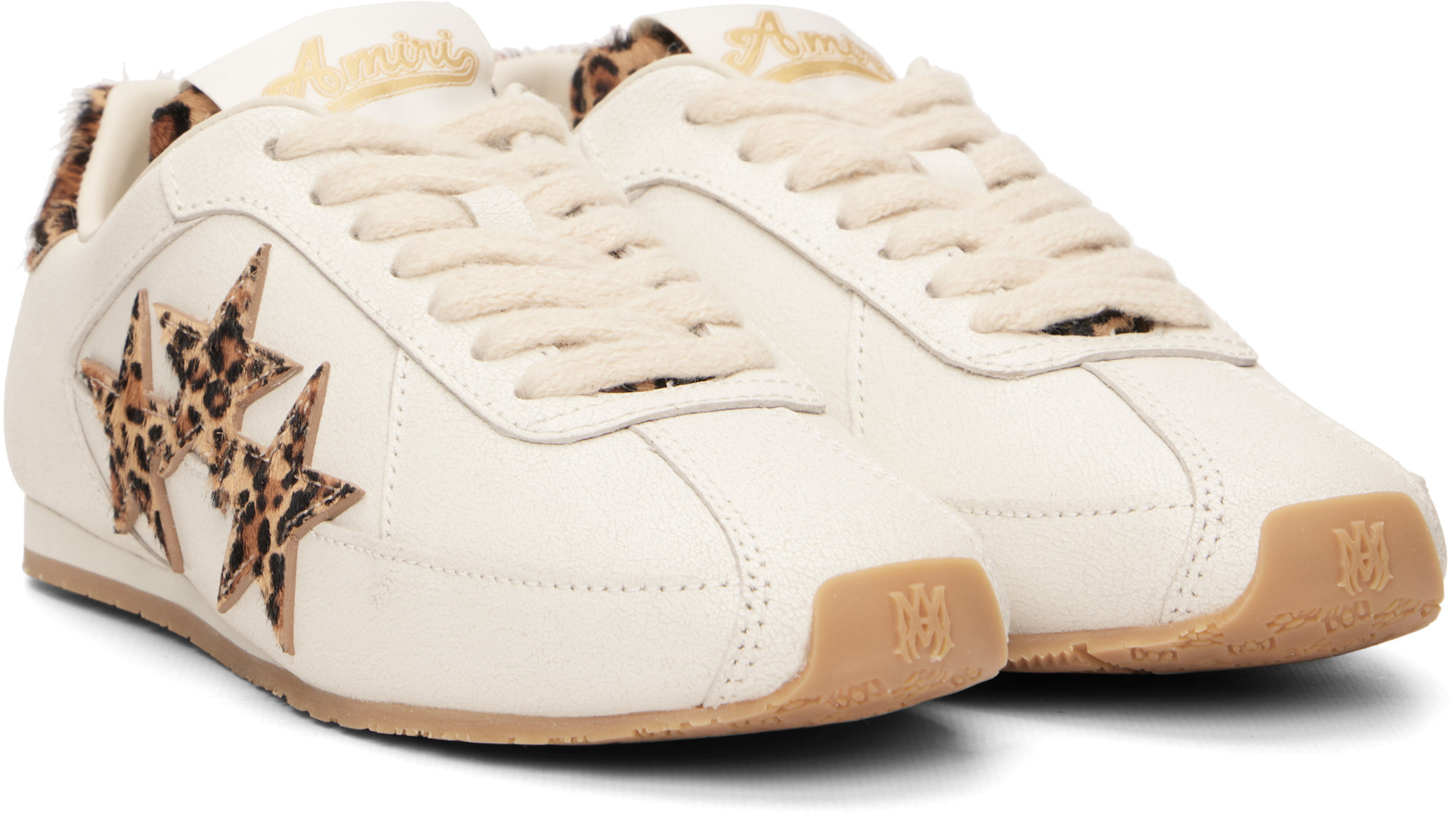 AMIRI - Baskets Pacific blanc cassé à motif léopard
