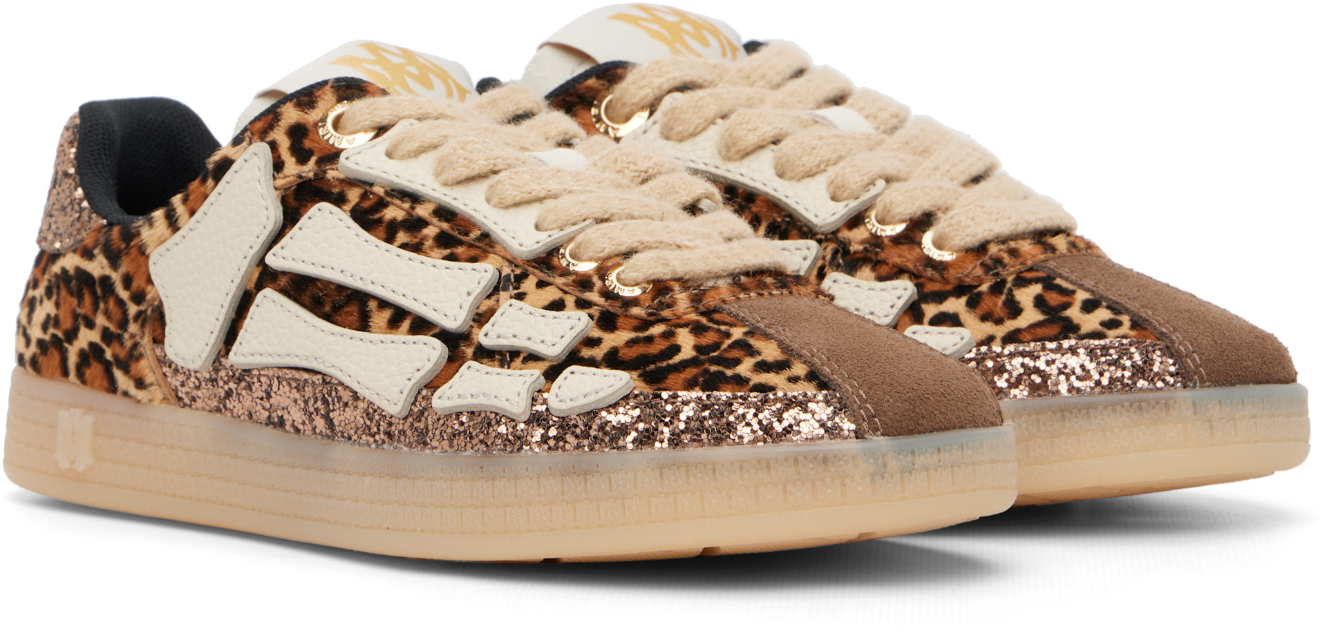 AMIRI - Tan Leopard Pacific Bones Sneakers