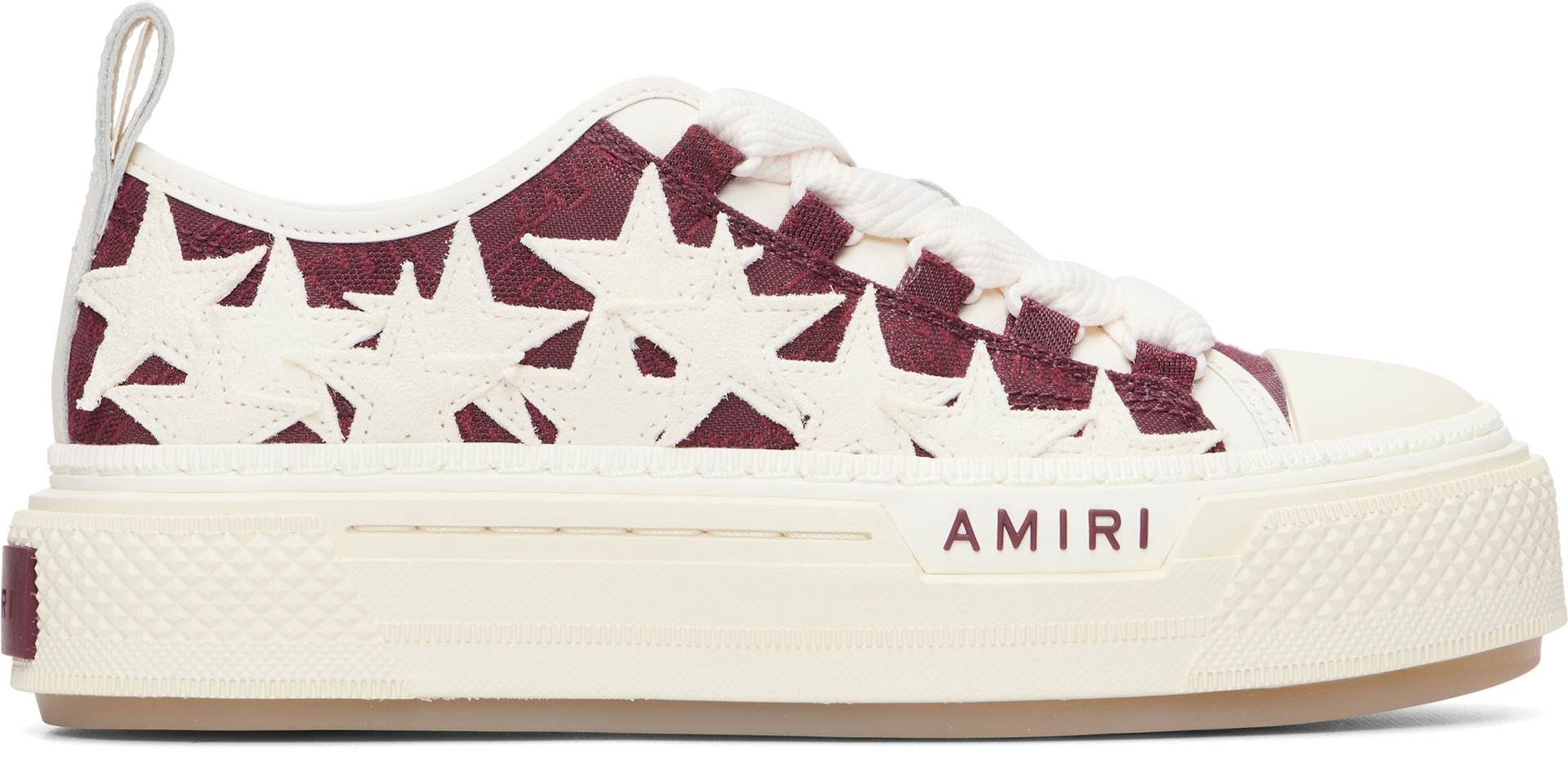 AMIRI: White & Burgundy MA Quad Stars Court Low Sneakers | SSENSE