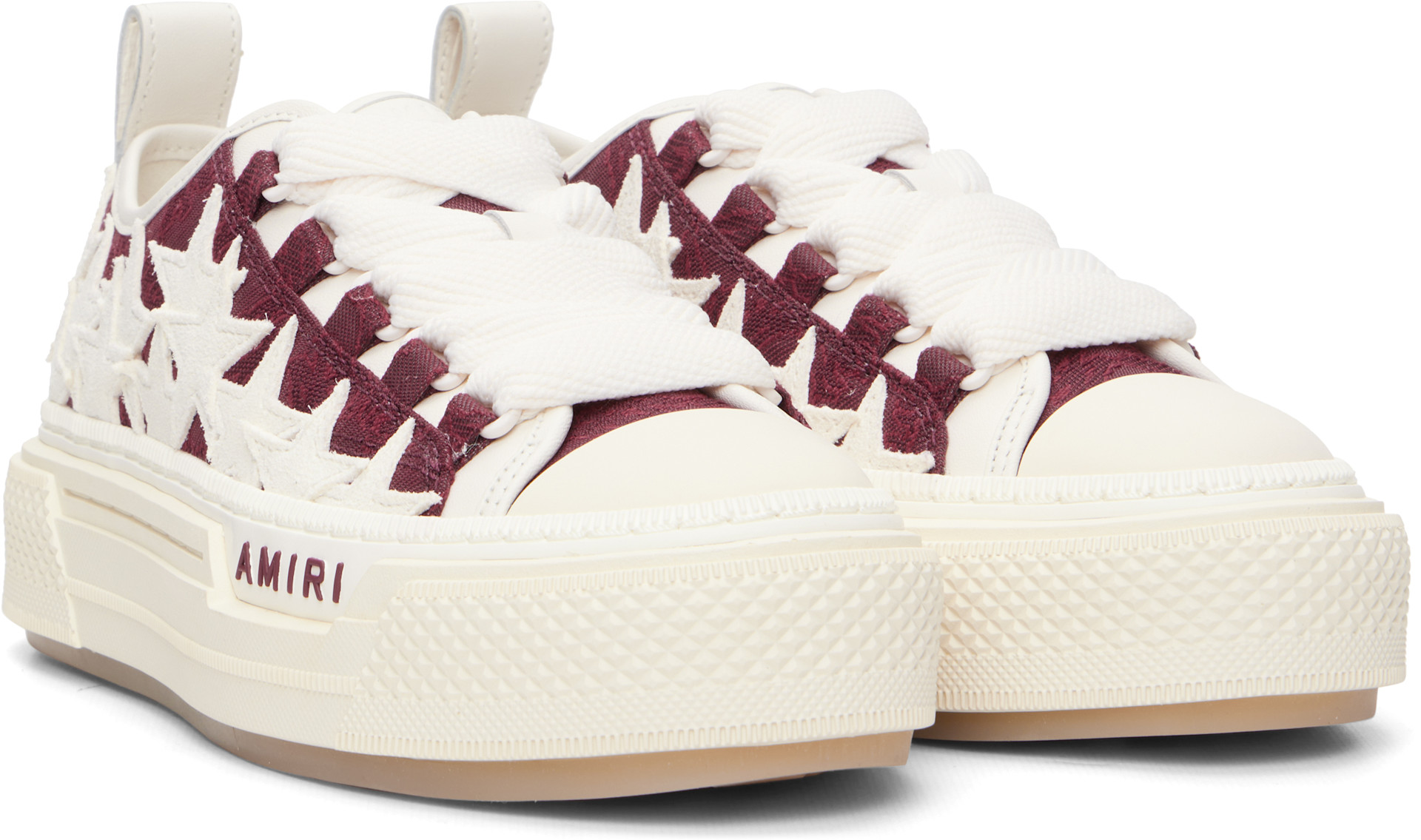 AMIRI: White & Burgundy MA Quad Stars Court Low Sneakers | SSENSE