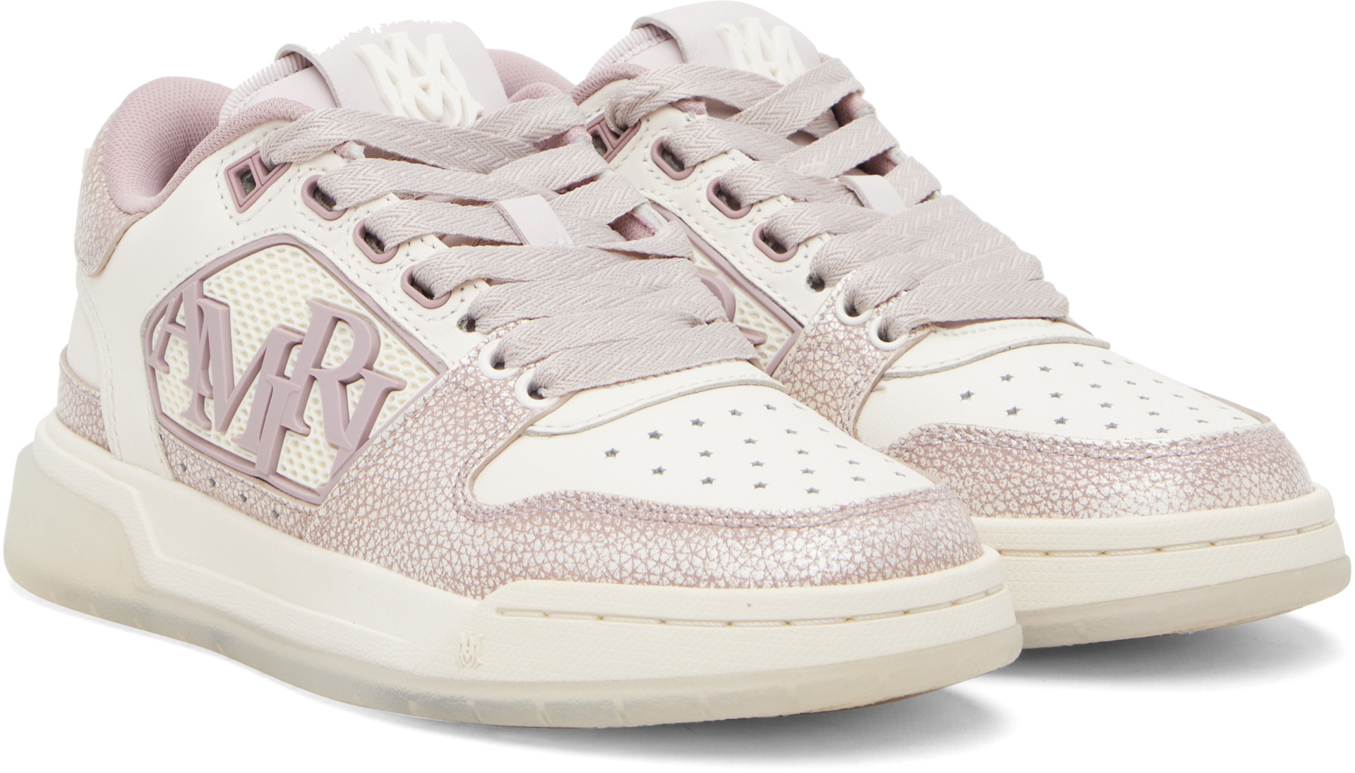 AMIRI - Pink & Off-White Pebbled Classic Low Sneakers
