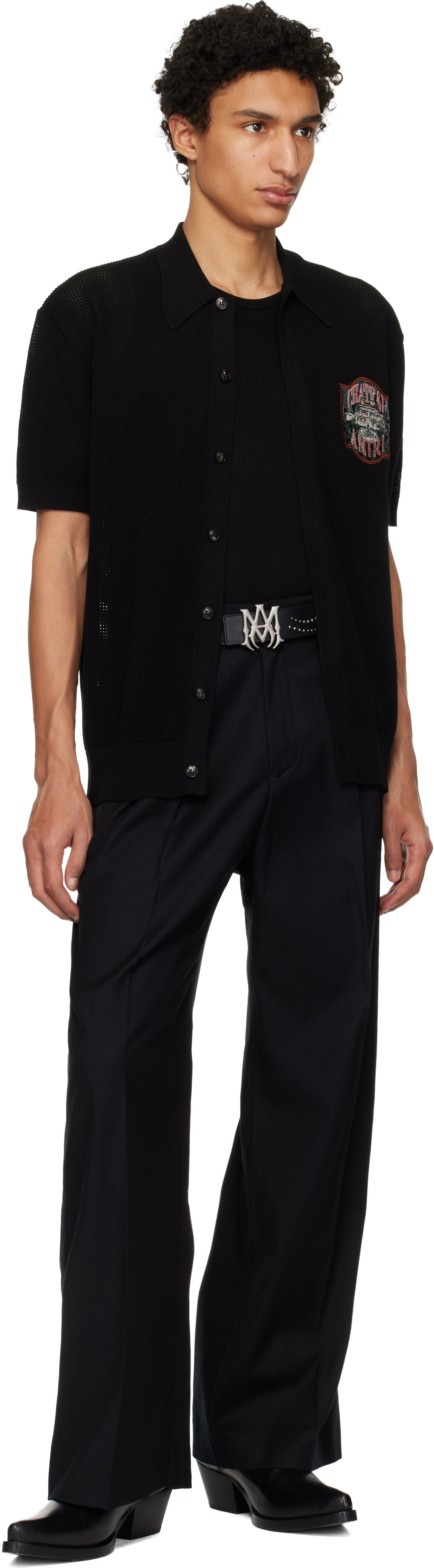 AMIRI - 블랙 MA 스터드 4cm 벨트