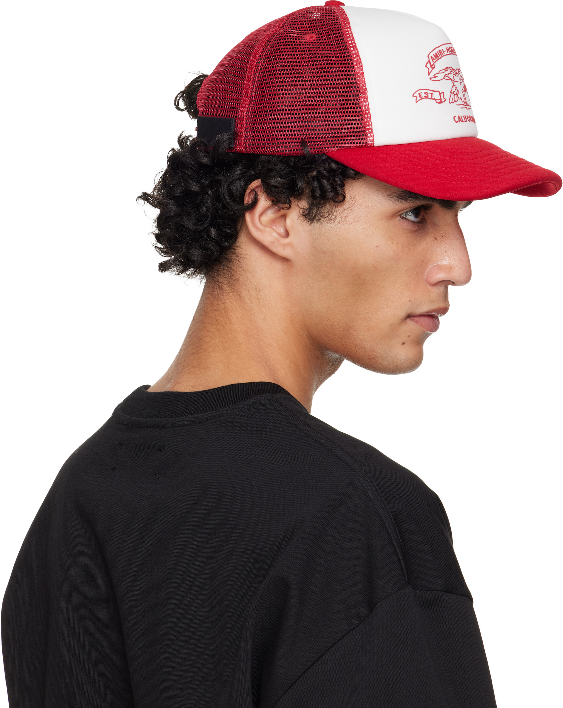 AMIRI - Red & White 'AMIRI' Eagle Trucker Cap