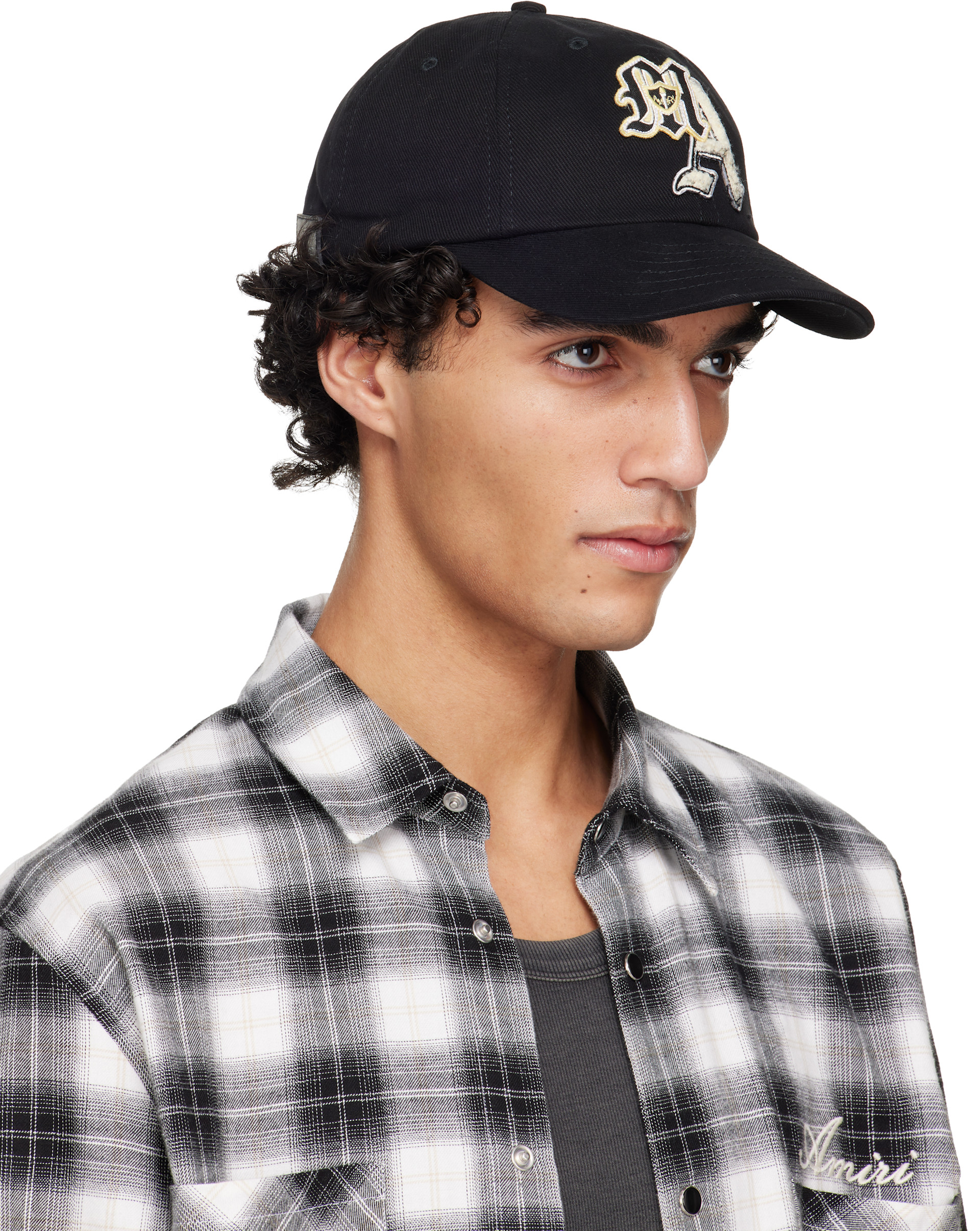 AMIRI: ブラック Varsity Patch キャップ | SSENSE 日本