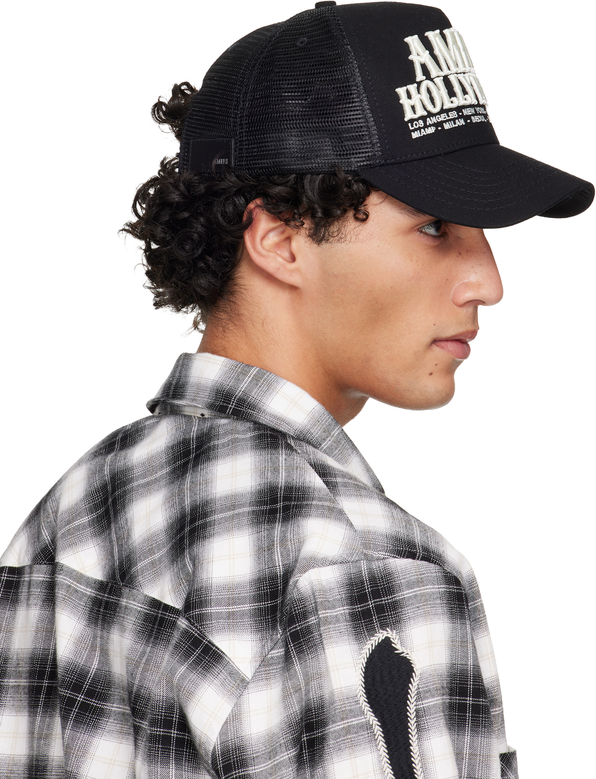 AMIRI HOLLYWOOD トラッカーキャップ ブラック AMIRI: ブラック 'AMIRI Hollywood' トラッカーキャップ | SSENSE 日本