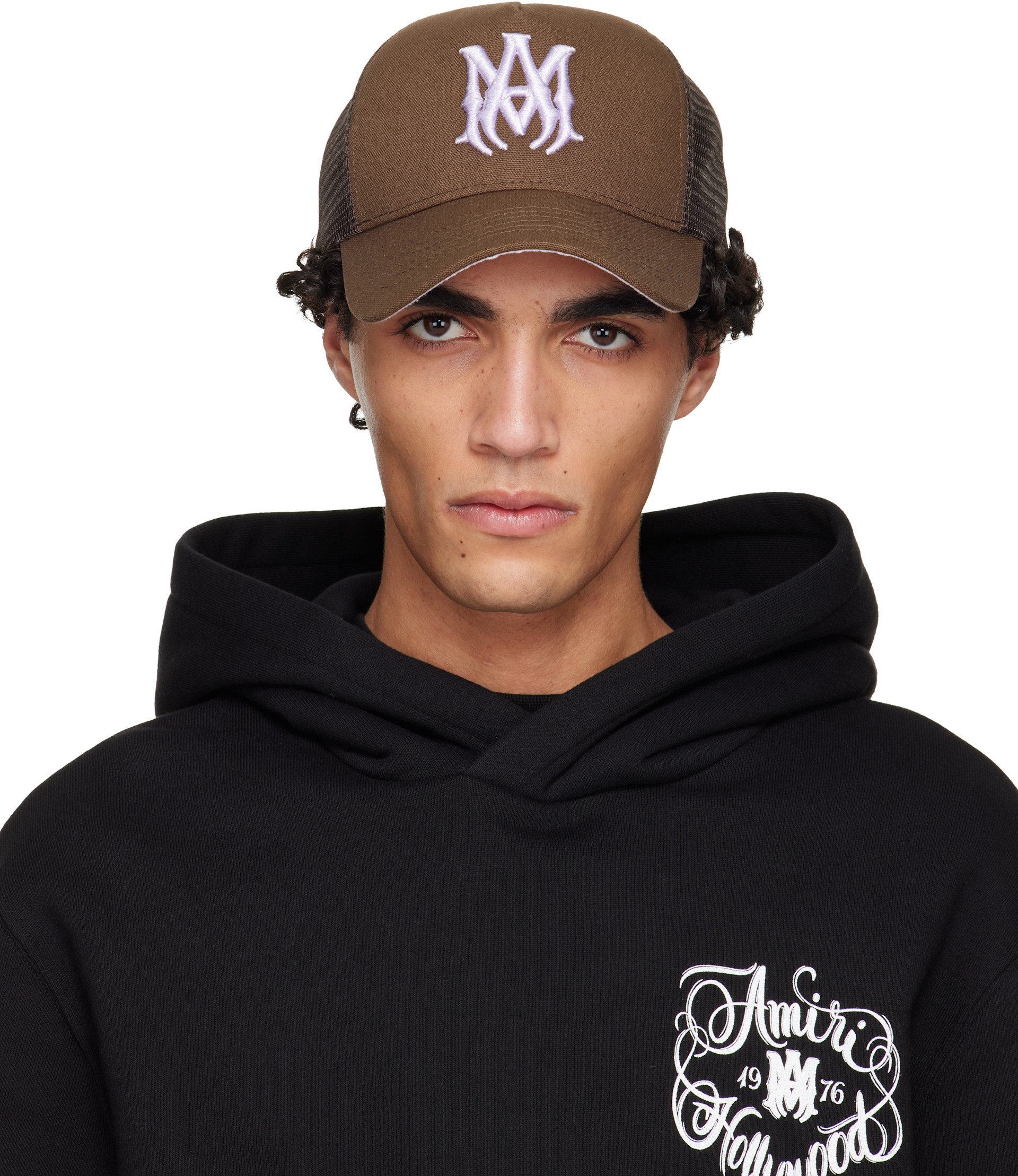 AMIRI - Casquette de camionneur brune à monogramme