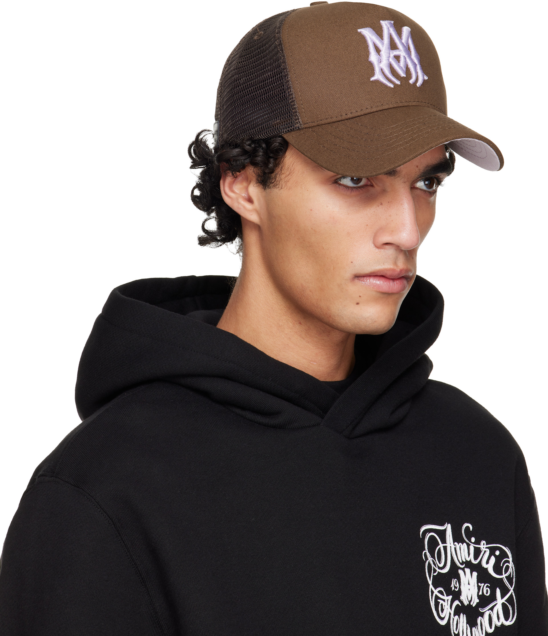 AMIRI - Casquette de camionneur brune à monogramme