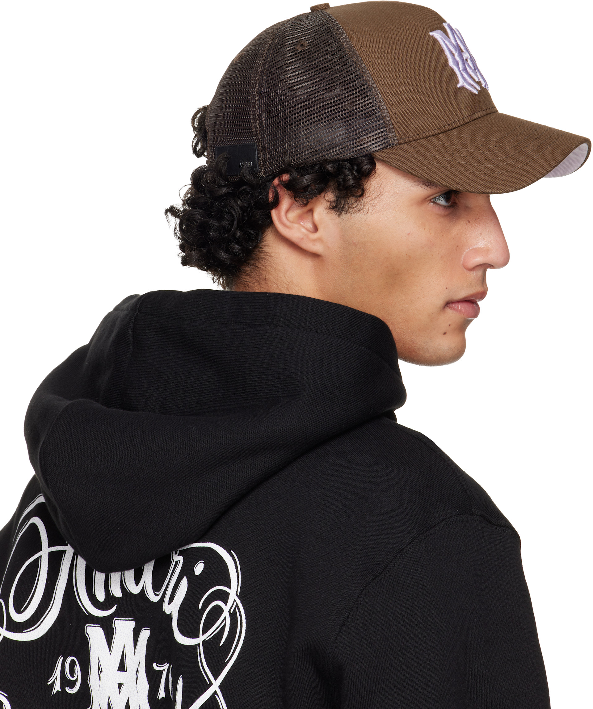 AMIRI - Casquette de camionneur brune à monogramme