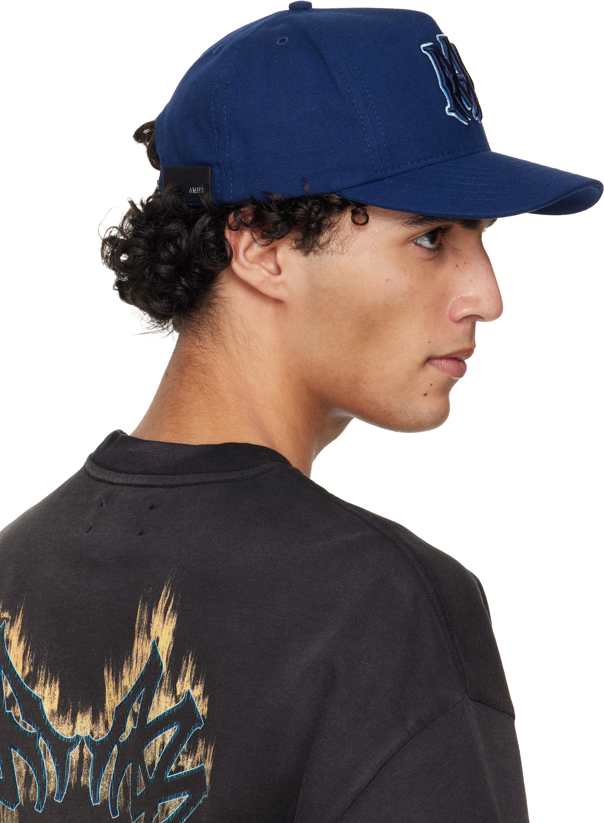 AMIRI: Navy MA Outline Canvas Cap | SSENSE