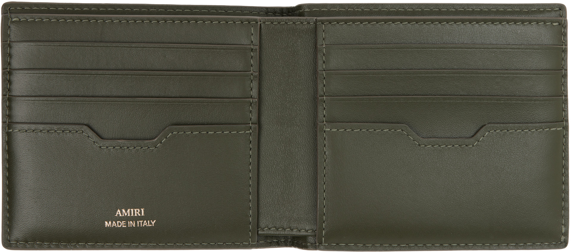 AMIRI - Khaki 'MA' Quad Leather Bifold Wallet