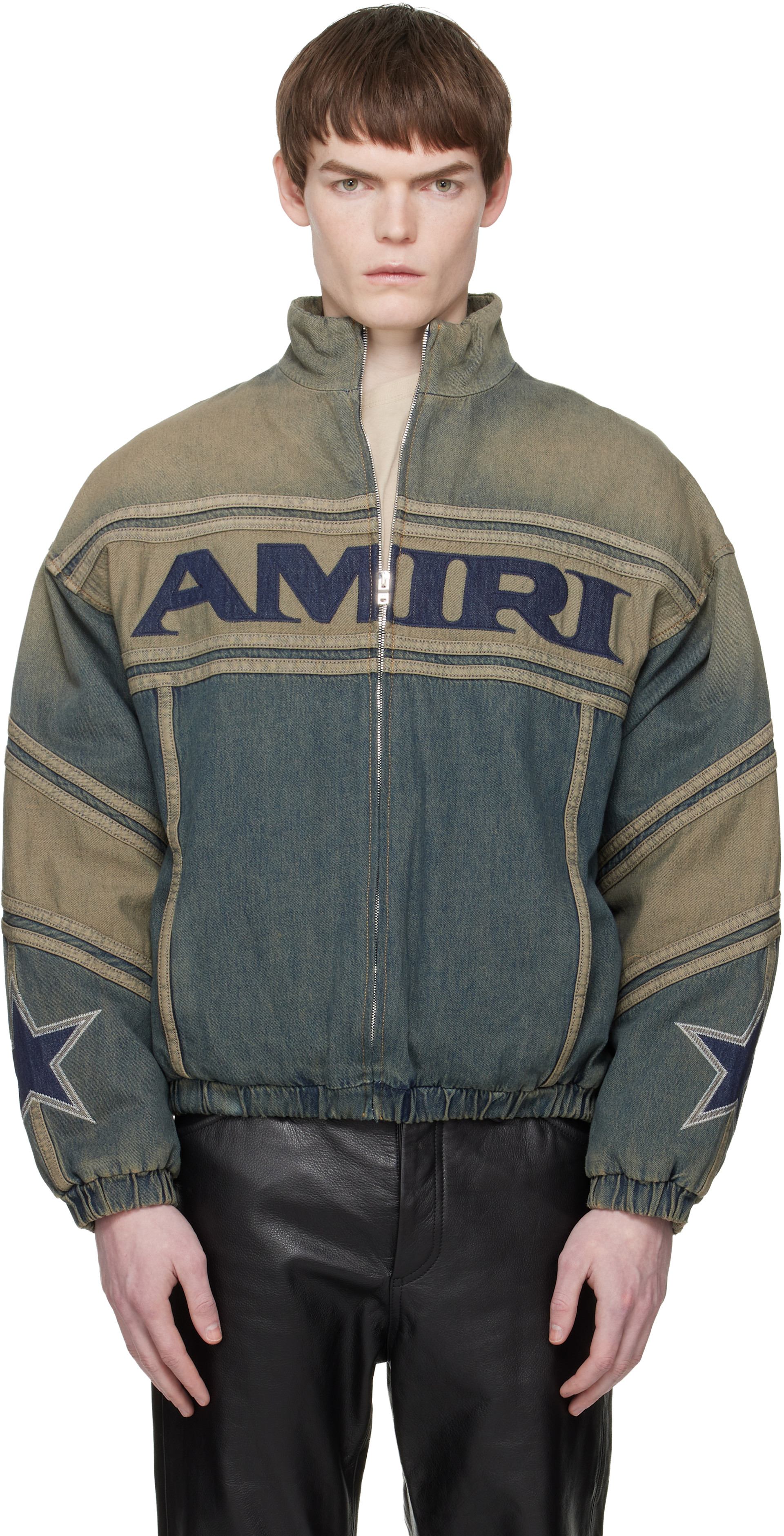 AMIRI: ブルー 'Amiri' Sport デニム トラックジャケット | SSENSE 日本 AMIRI: ブルー 'Amiri' Sport デニム トラックジャケット | SSENSE 日本