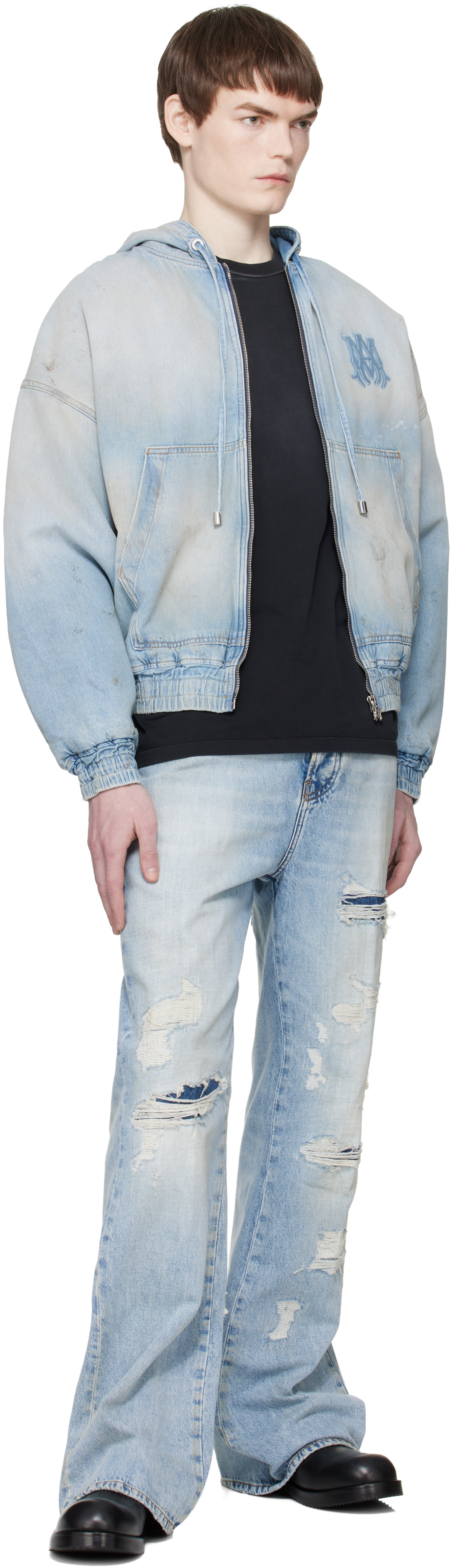AMIRI デニムジャケット M AMIRI: ブルー MA ジッパー デニムジャケット | SSENSE 日本
