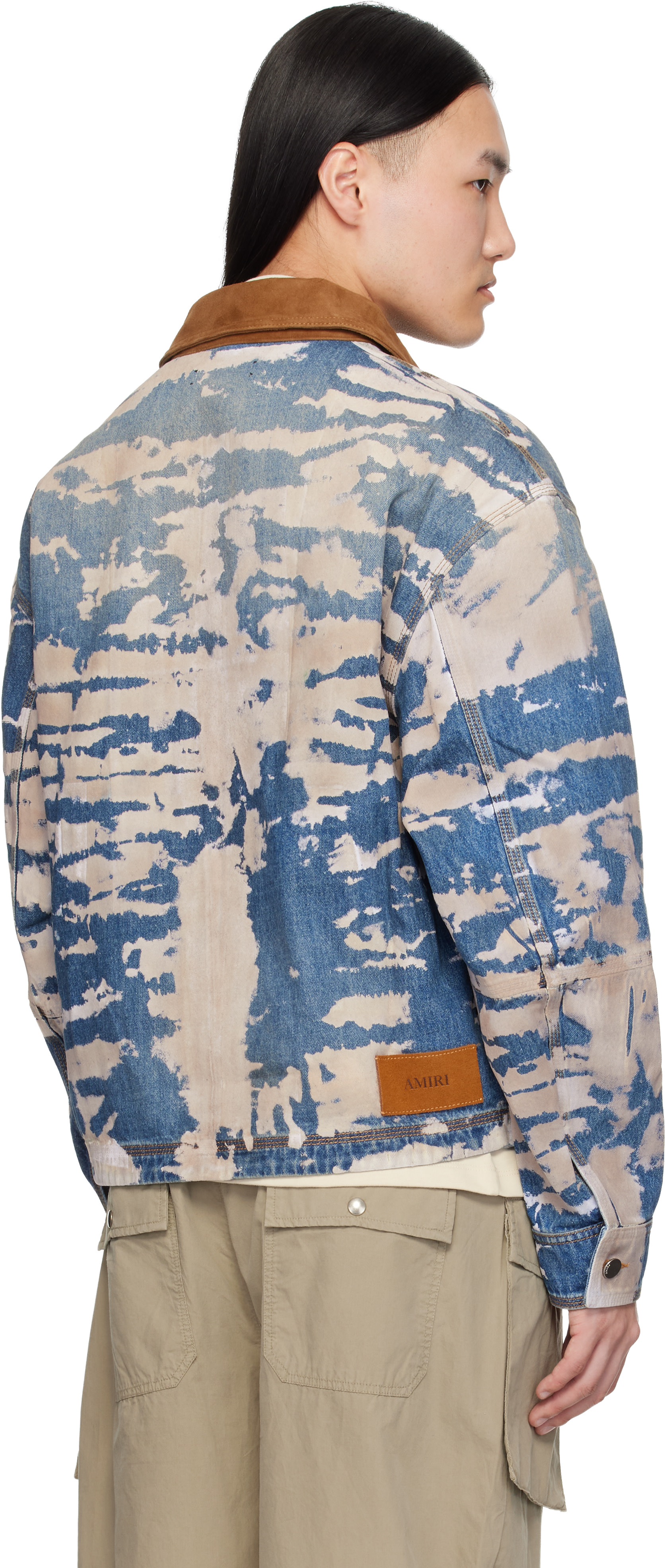 AMIRI: ブルー＆オフホワイト Bleached Work デニムジャケット