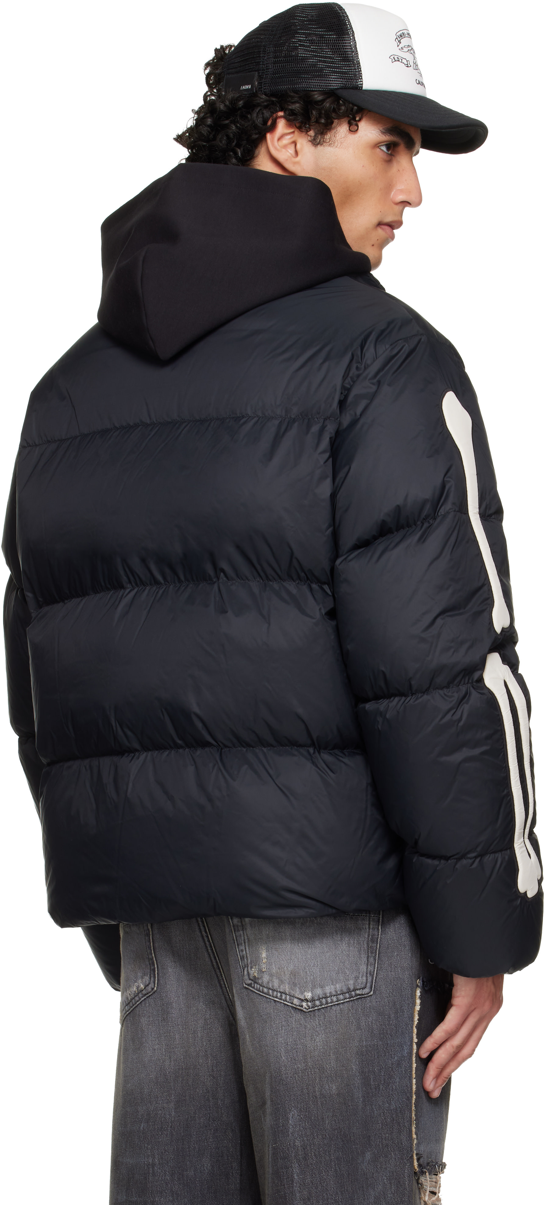 AMIRI: Black Bones Down Jacket | SSENSE AMIRI: Black Bones Down Jacket | SSENSE