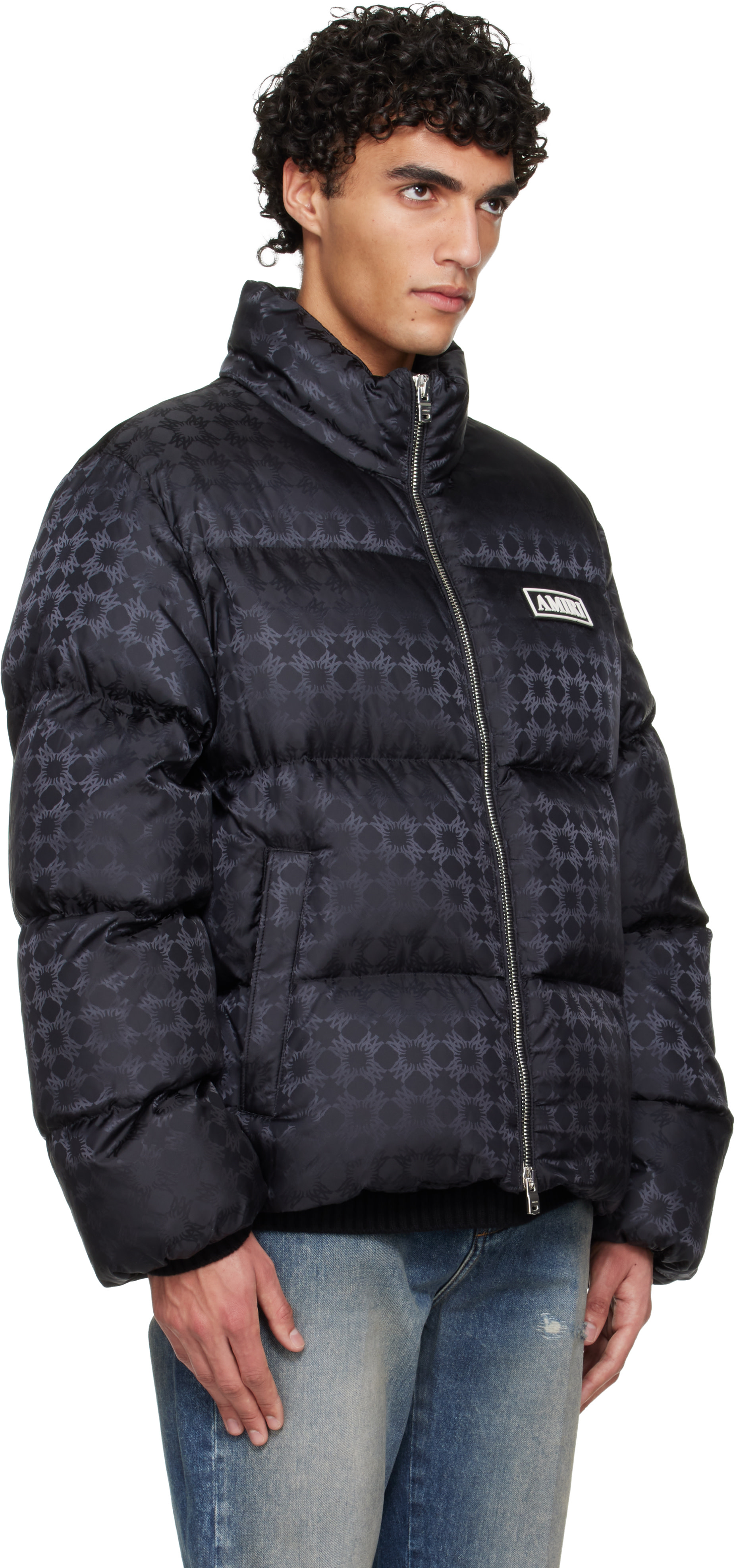 AMIRI: Black MA Quad Jacquard Down Jacket | SSENSE Canada AMIRI: Black MA Quad Jacquard Down Jacket | SSENSE Canada