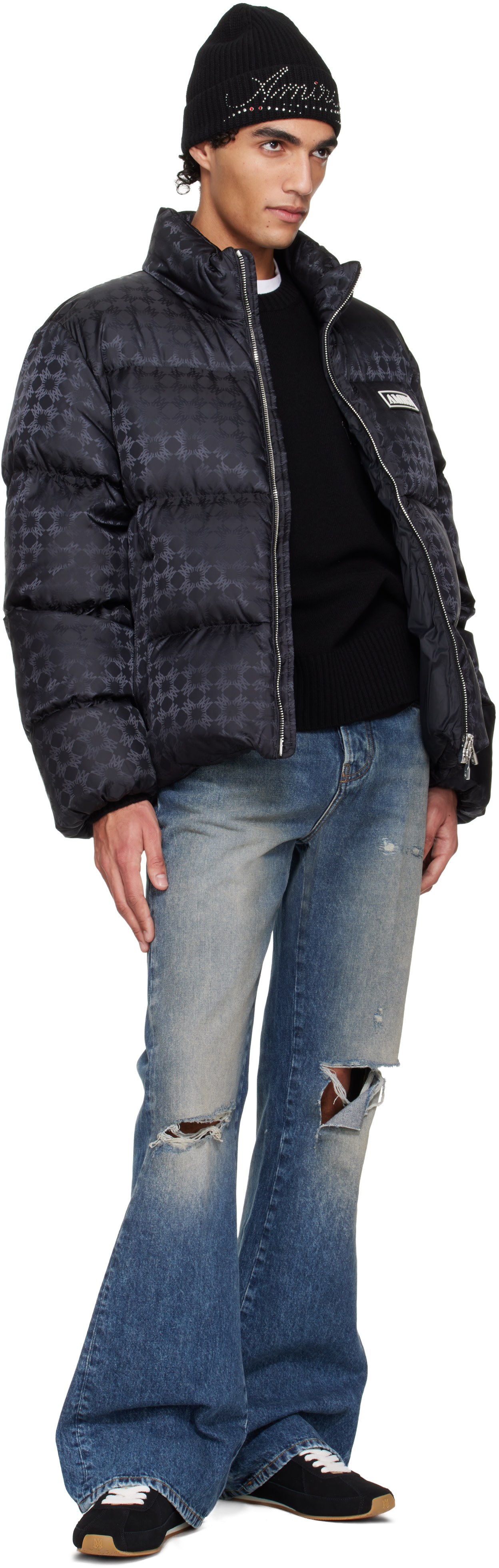 AMIRI: Black MA Quad Jacquard Down Jacket | SSENSE Canada