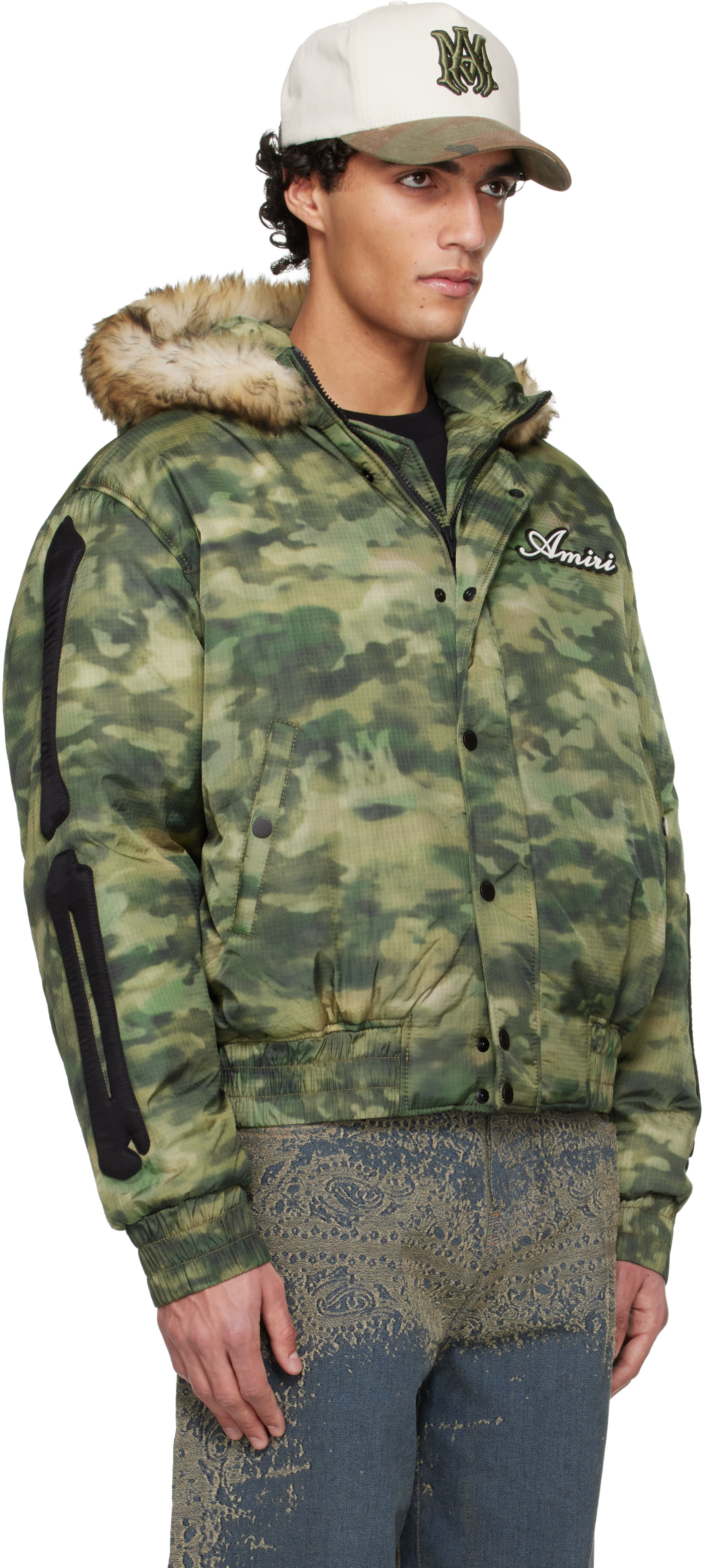 AMIRI - Green Bones Camo Hooded Jacket
