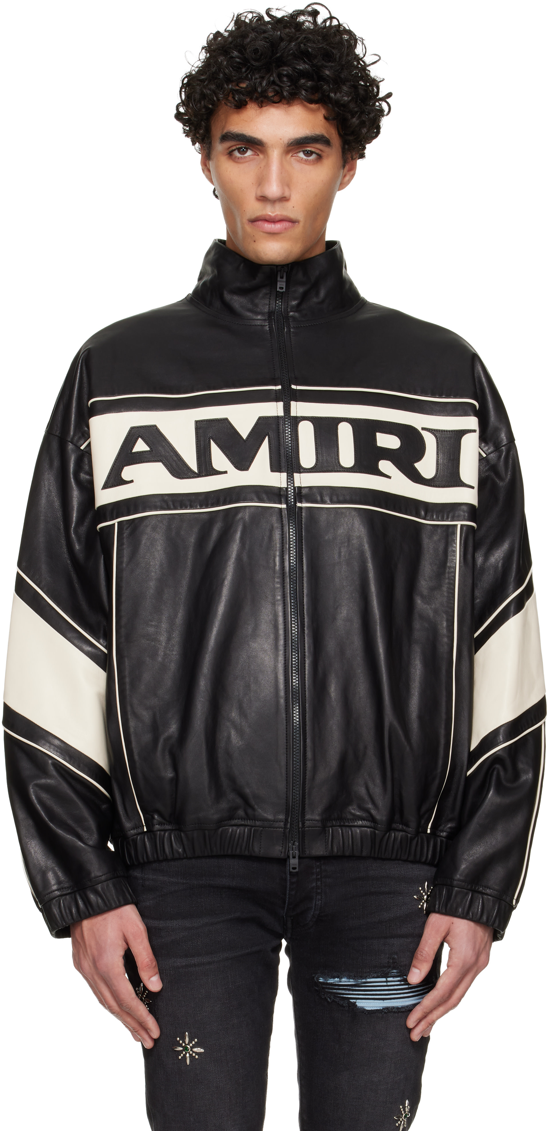 AMIRI: ブラック 'AMIRI' Sport レザージャケット | SSENSE 日本 AMIRI: ブラック 'AMIRI' Sport レザージャケット | SSENSE 日本