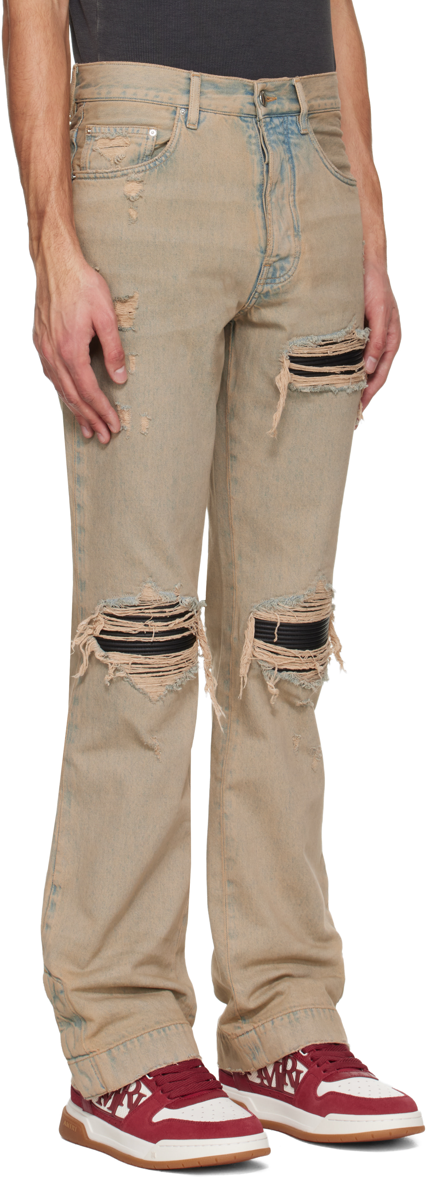 AMIRI: Beige MX1 Straight Flare Jeans | SSENSE