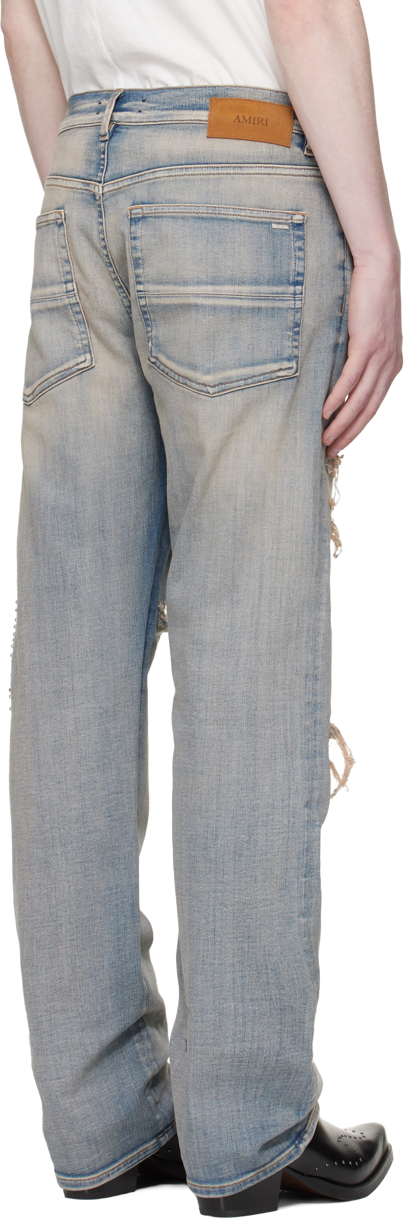 AMIRI: Blue Snake Stud Slim Jeans | SSENSE