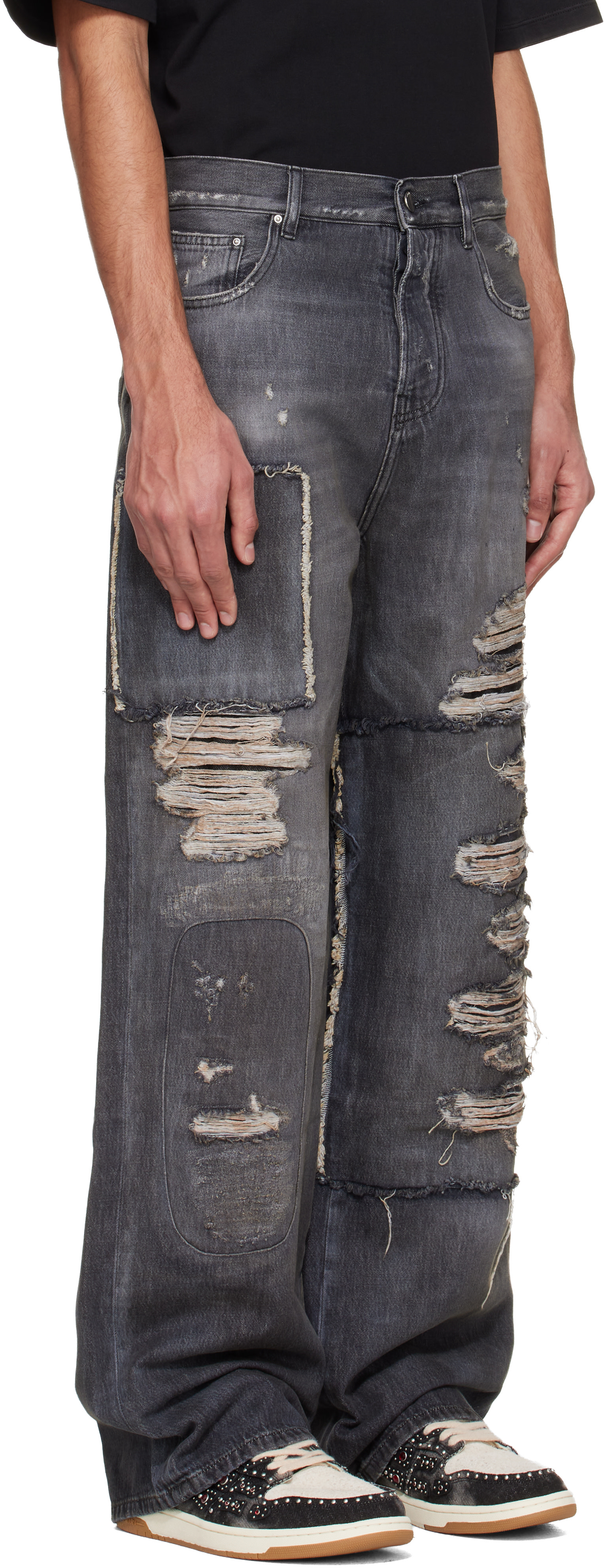 AMIRI: Black Carpenter Repaired Baggy Jeans | SSENSE Canada